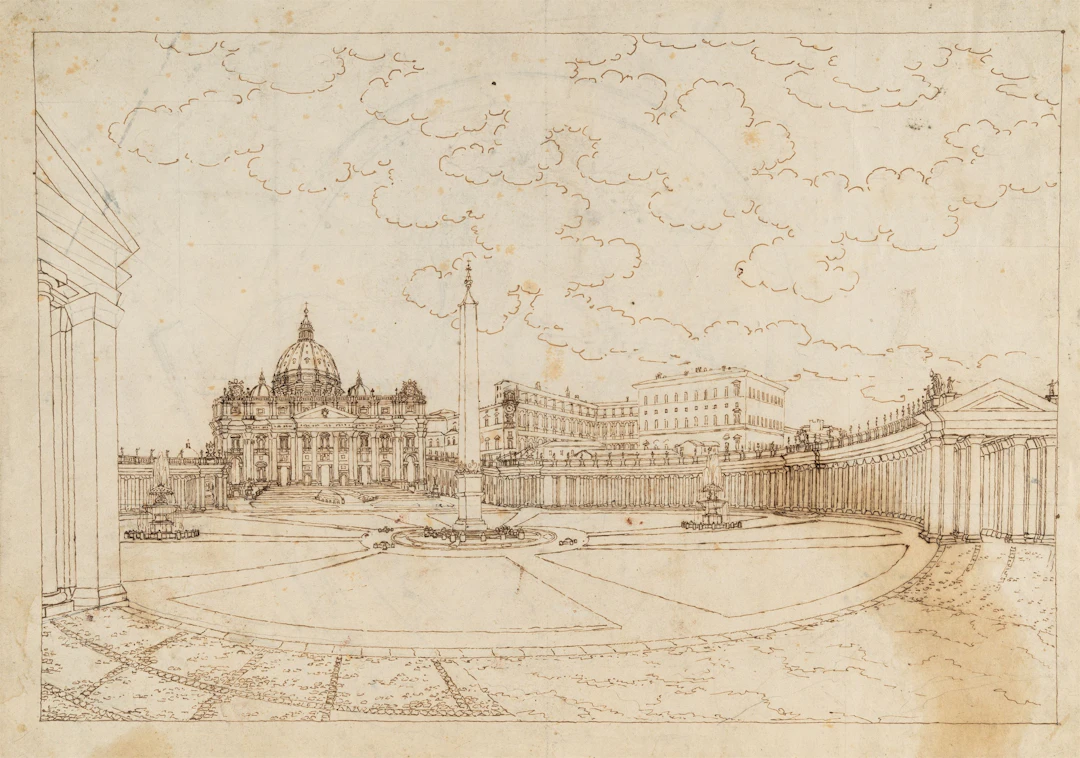 view of St Peter’s Square with St Peter’s Basilica Deutsch
