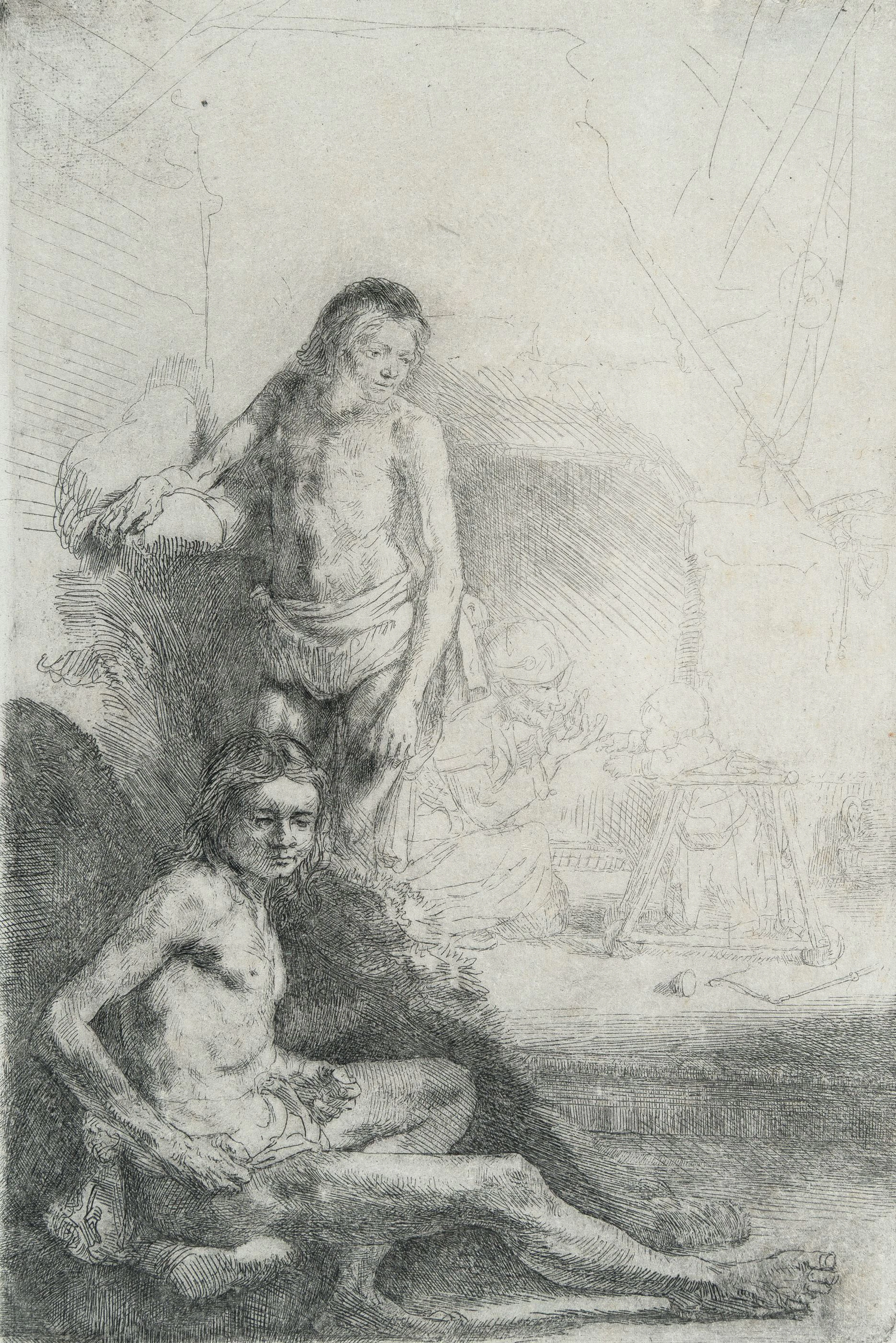 Male Nude Seated and Standing Rembrandt Harmensz. van Rijn