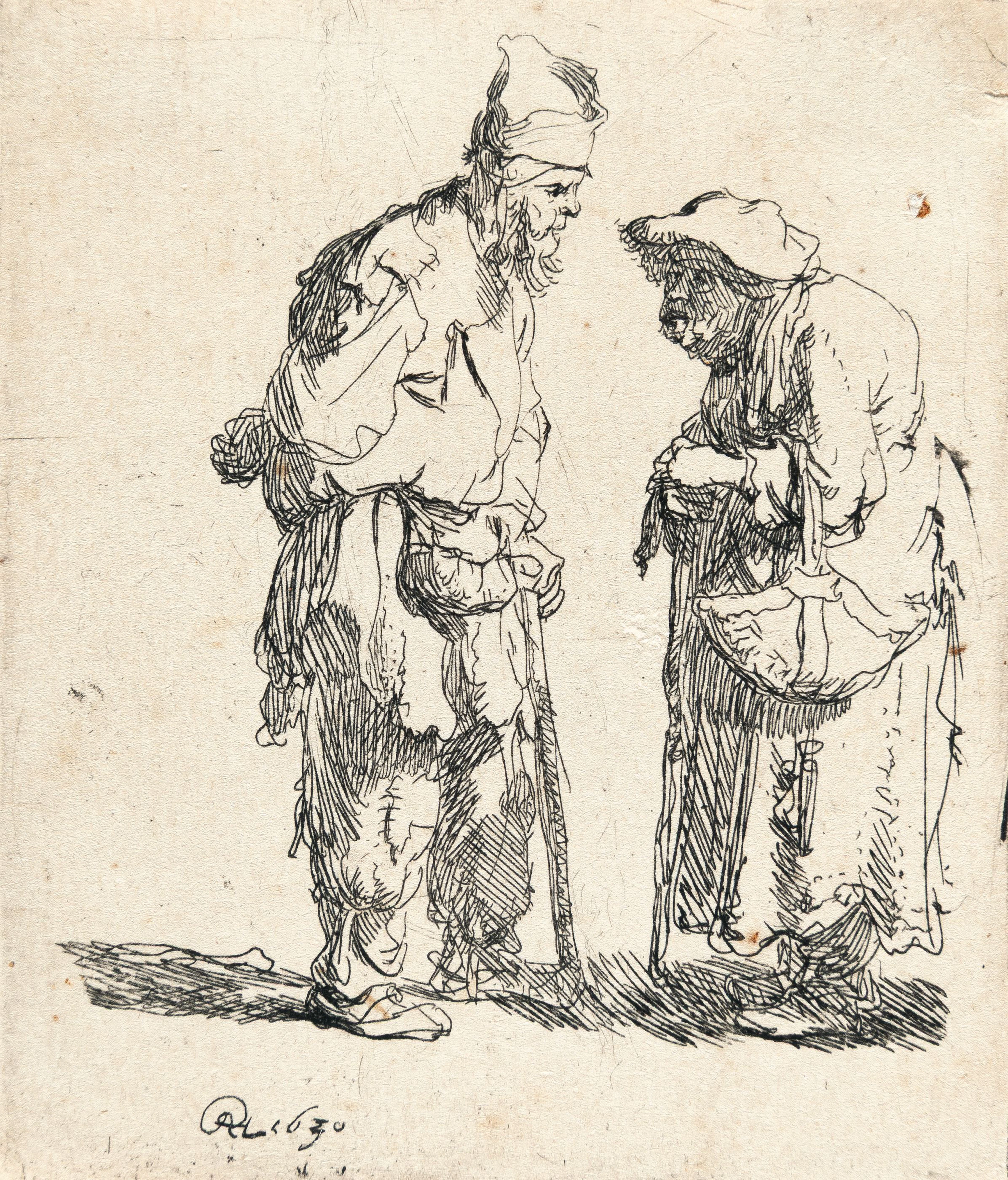 Beggar Man and Beggar Woman Conversing Rembrandt Harmensz. van Rijn