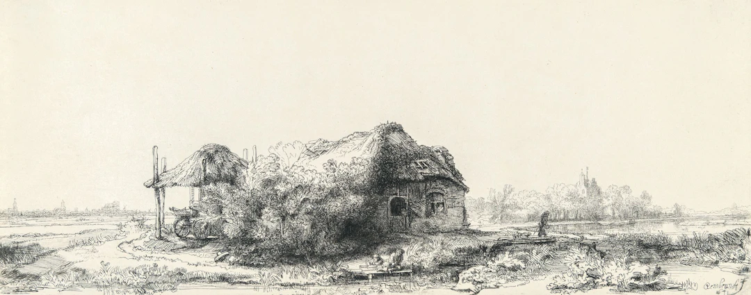 Landscape with Cottages and a Hay Barn: Oblong Rembrandt Harmensz. van Rijn