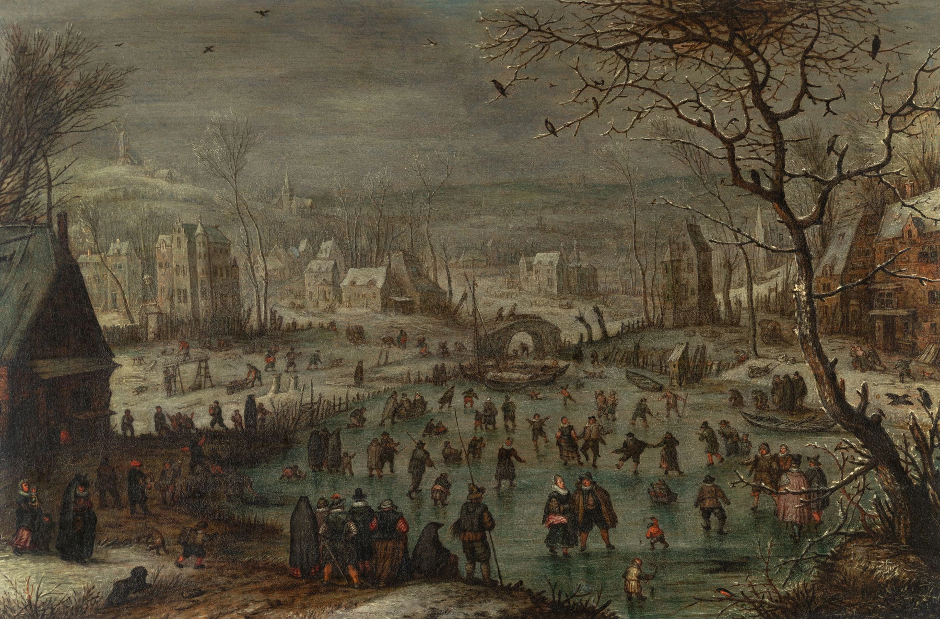 Winter Landscape with Skaters Niederländisch