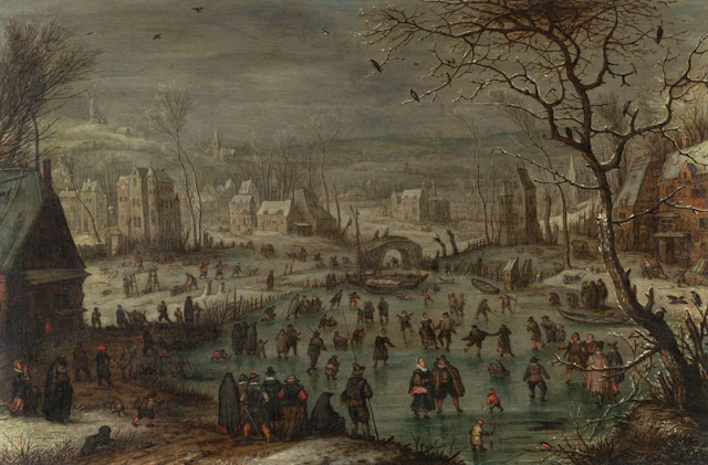 Winter Landscape with Skaters Niederländisch