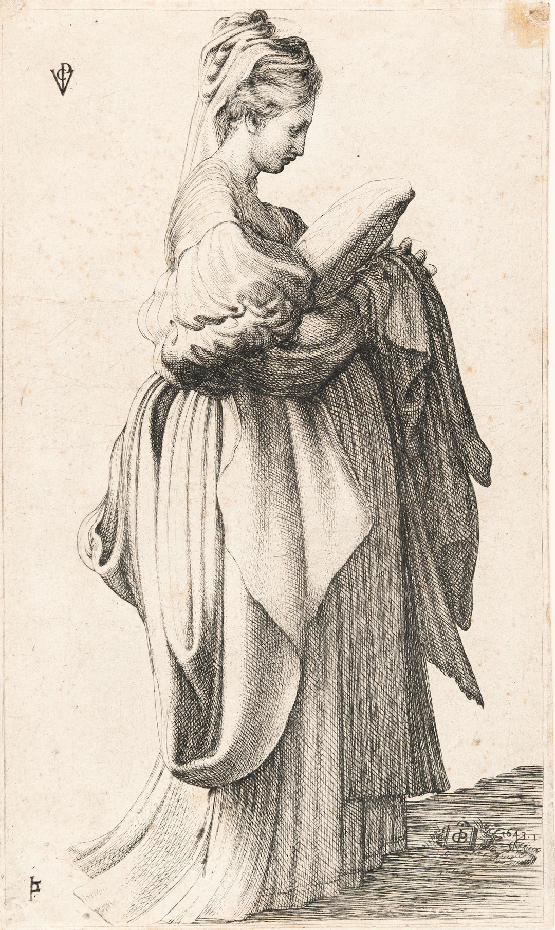 Female Figure Holding a Cushion Monogrammist Vcp