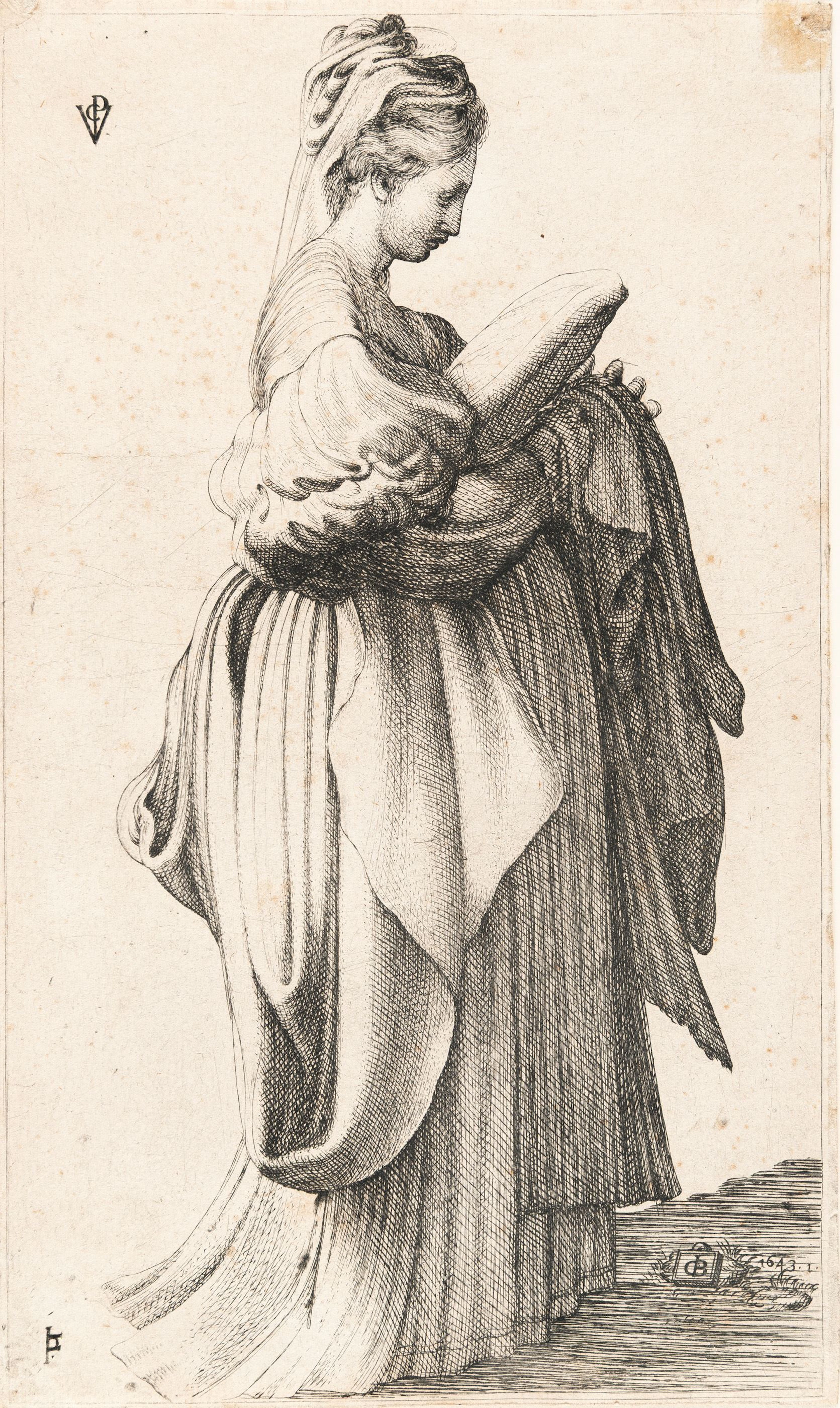 Female Figure Holding a Cushion Monogrammist Vcp
