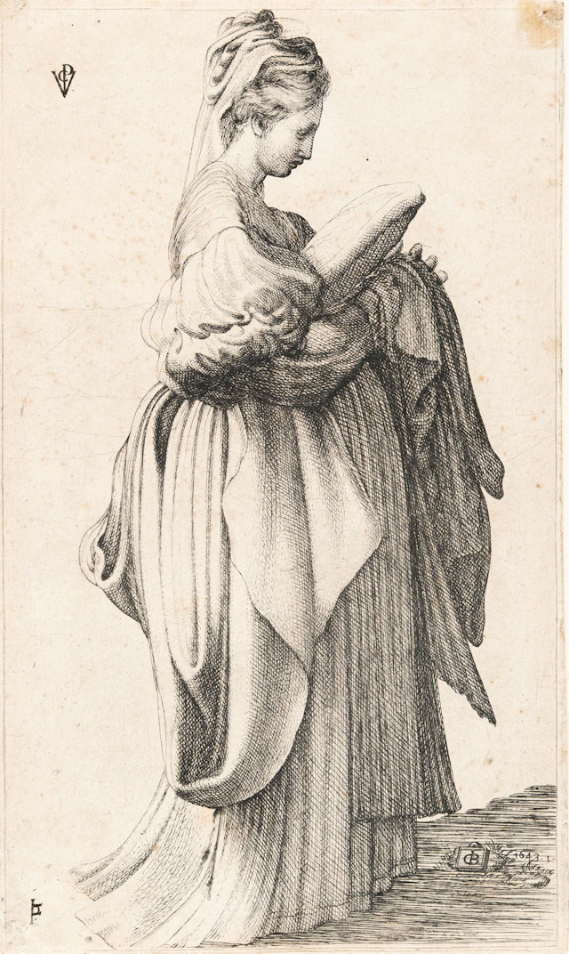 Female Figure Holding a Cushion Monogrammist VCP