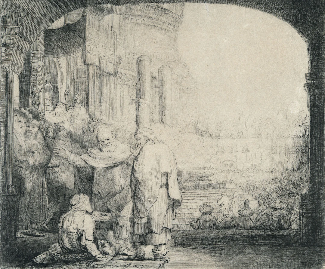 Peter and John Healing the Cripple at the Gate of the Temple Rembrandt