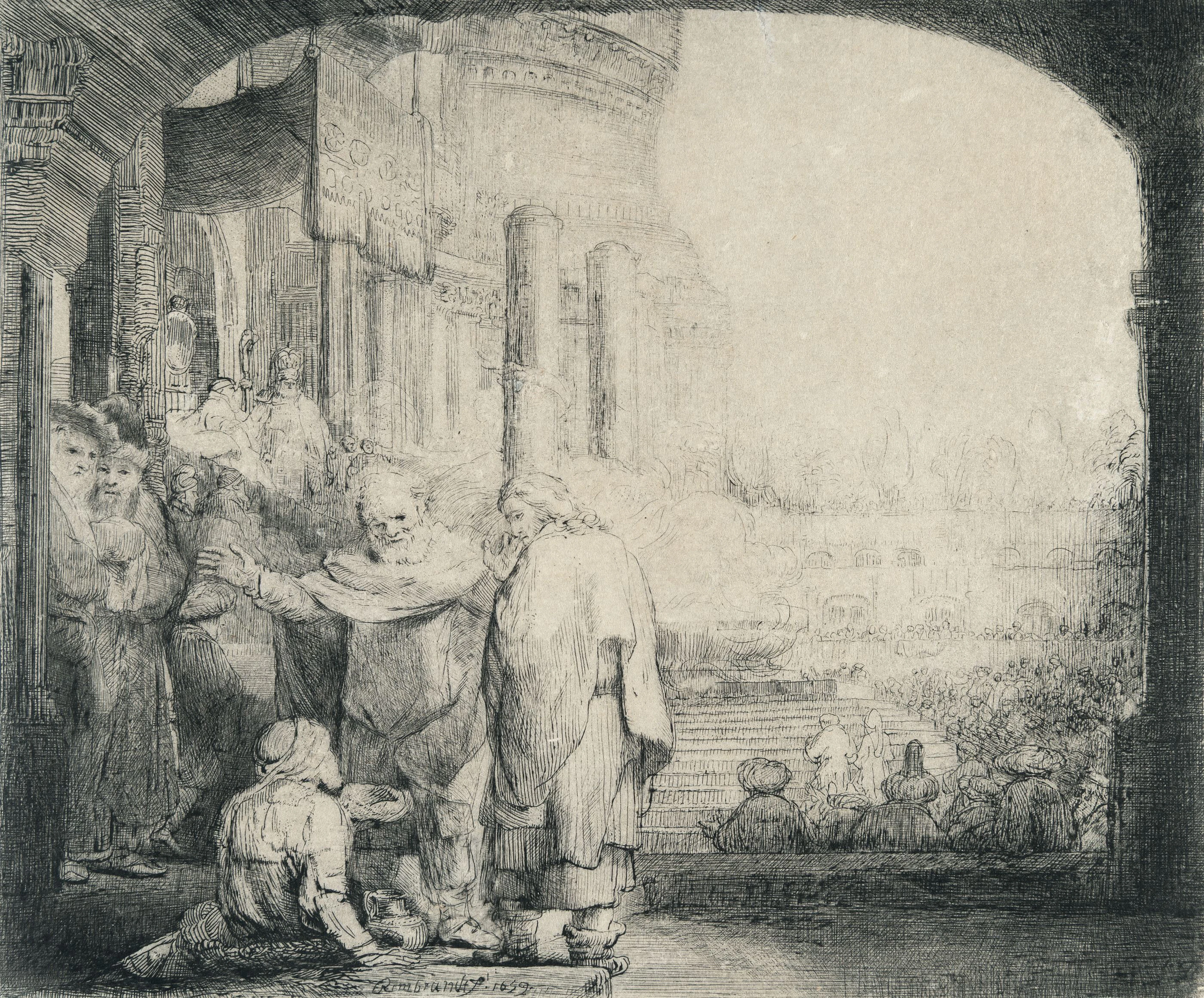 Peter and John Healing the Cripple at the Gate of the Temple Rembrandt