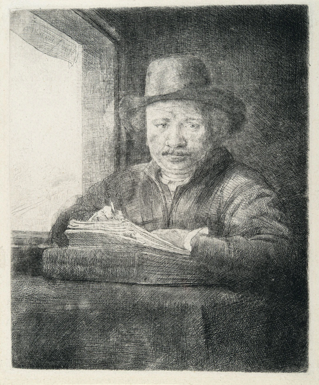 Self-Portrait Etching at a Window Rembrandt Harmensz. van Rijn