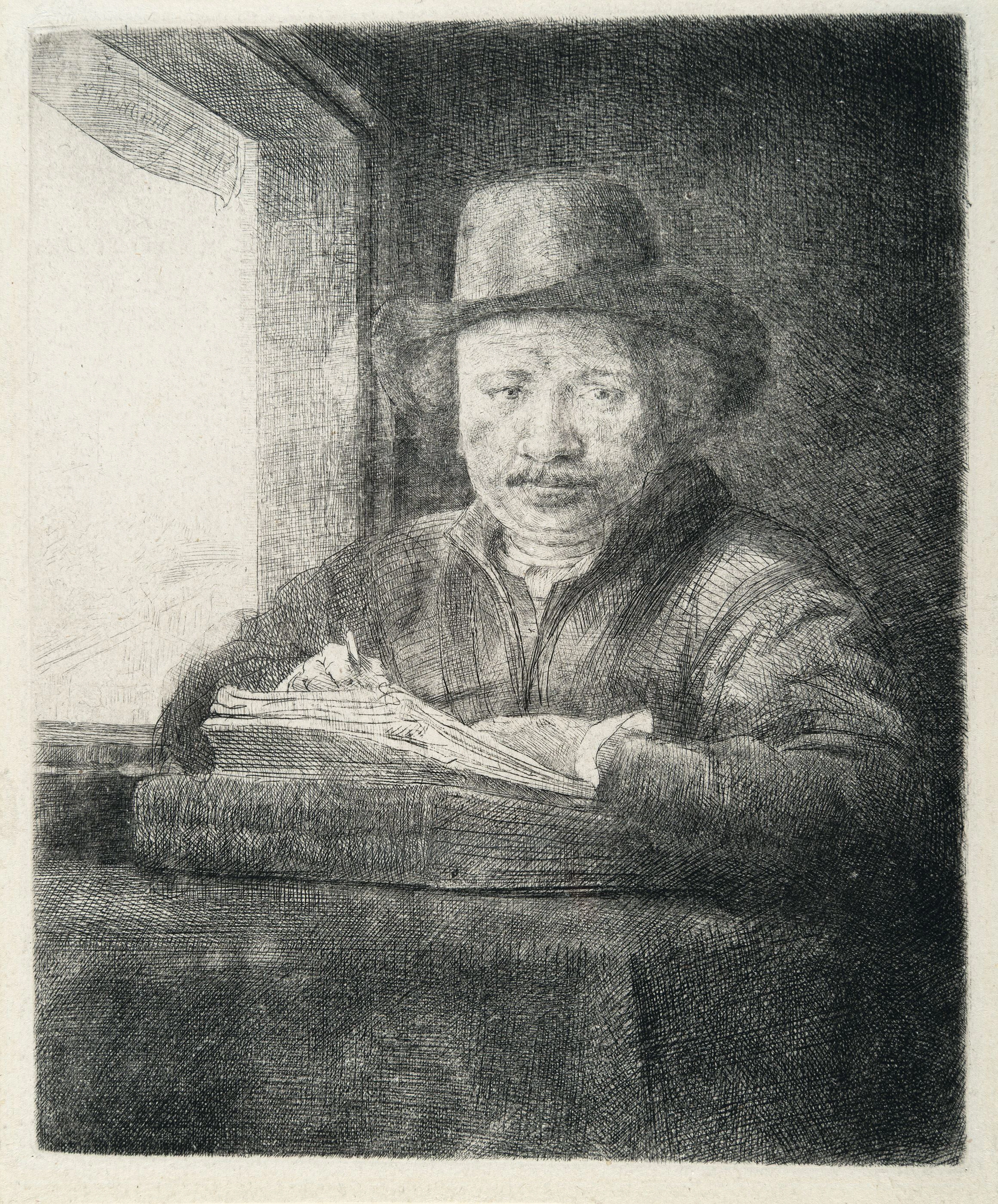 Self-Portrait Etching at a Window Rembrandt Harmensz. van Rijn