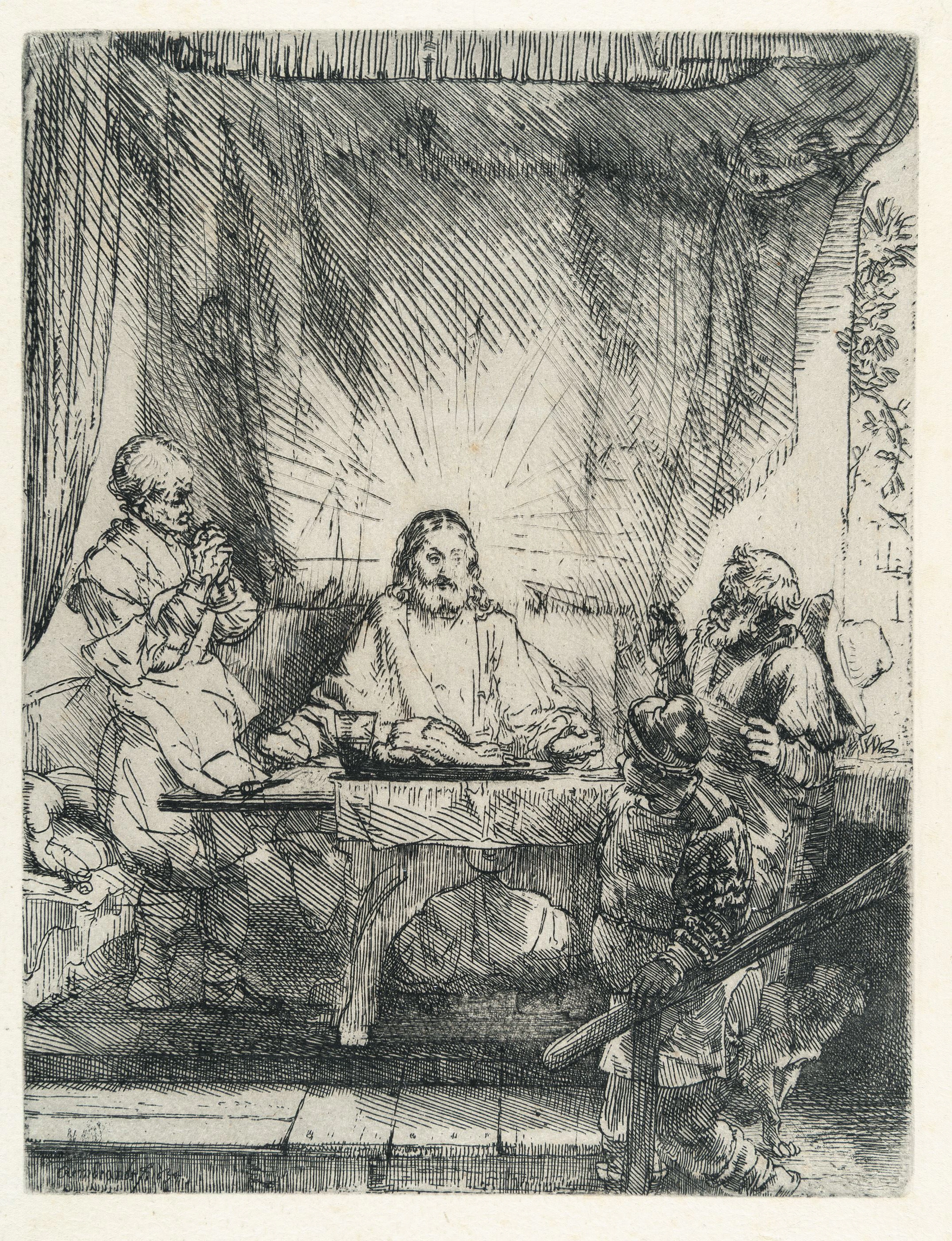 Christ at Emmaus: The Larger Plate Rembrandt Harmensz. van Rijn