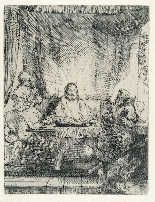 Christ at Emmaus: The Larger Plate Rembrandt Harmensz. van Rijn