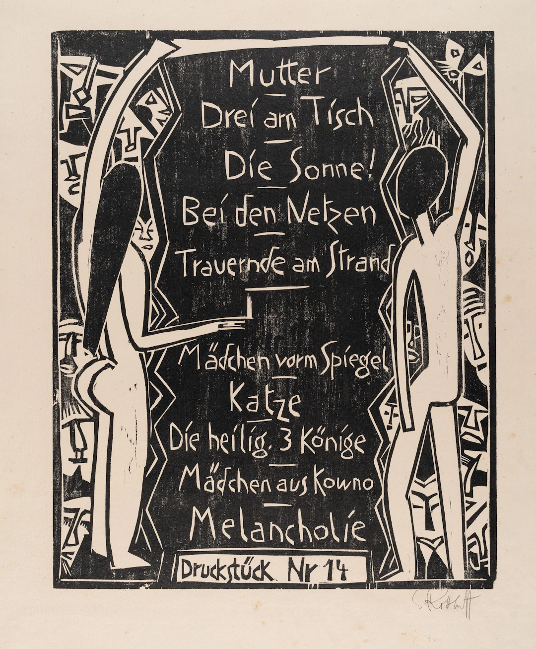 Inhaltsverzeichnis für die Neumann-Mappe Karl Schmidt-Rottluff