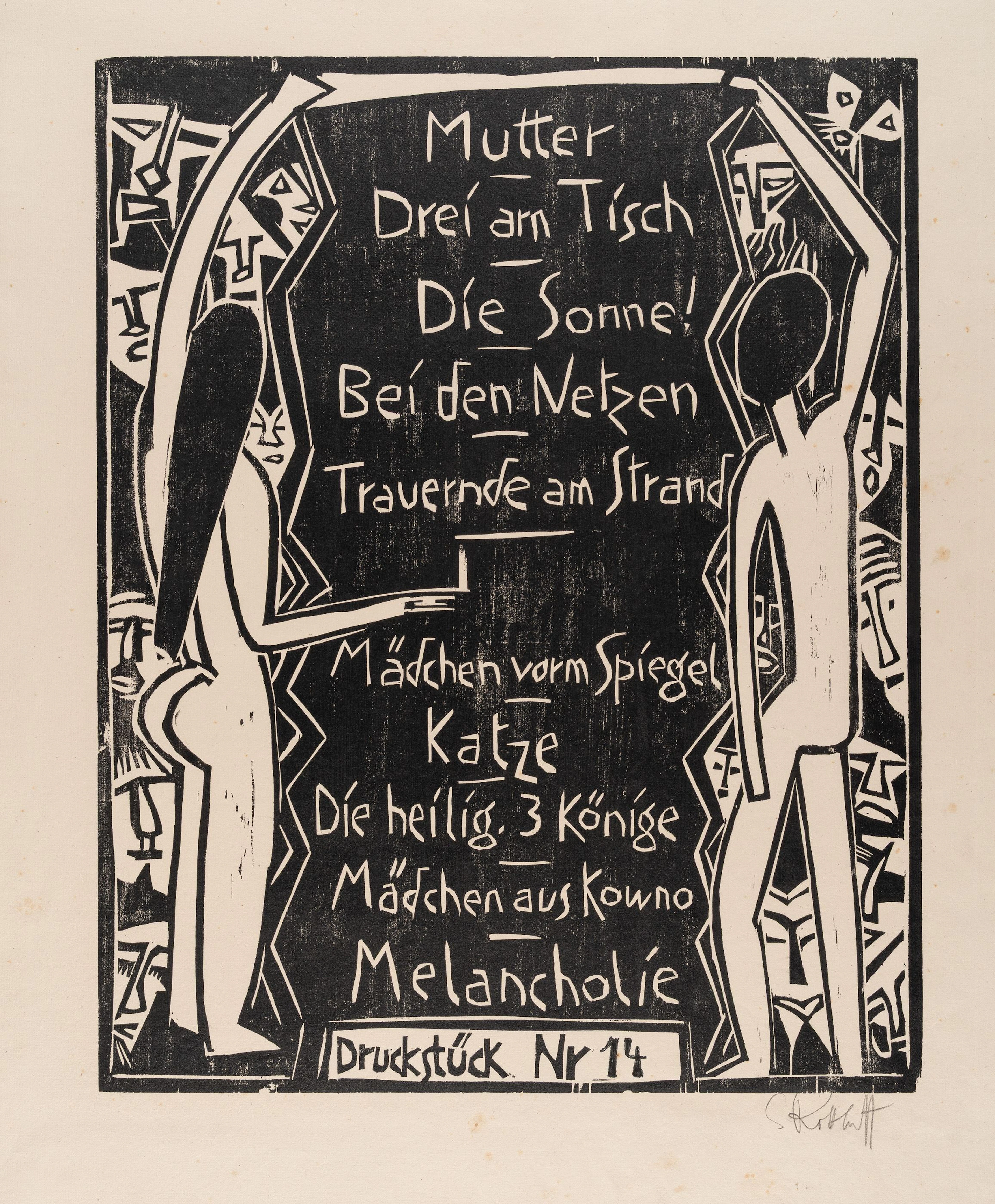 Inhaltsverzeichnis für die Neumann-Mappe Karl Schmidt-Rottluff