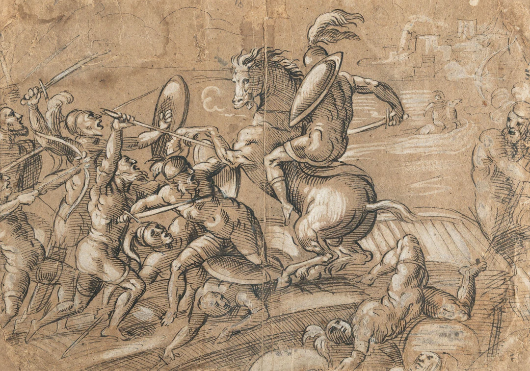 Fresco design for the Battle of the Huns Wilhelm von Kaulbach