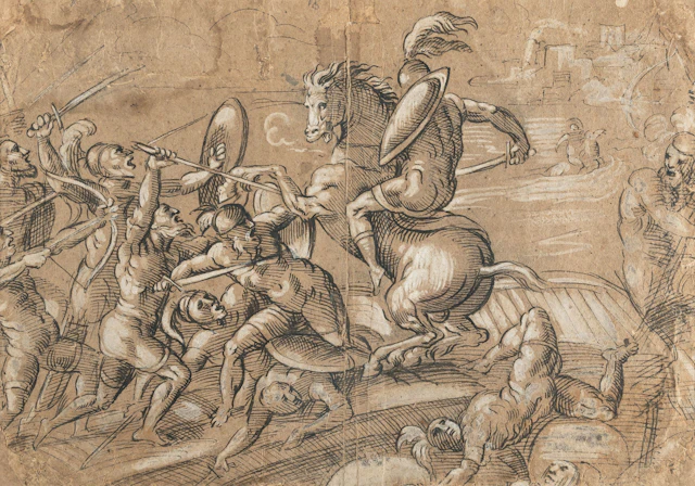 Fresco design for the Battle of the Huns Wilhelm von Kaulbach