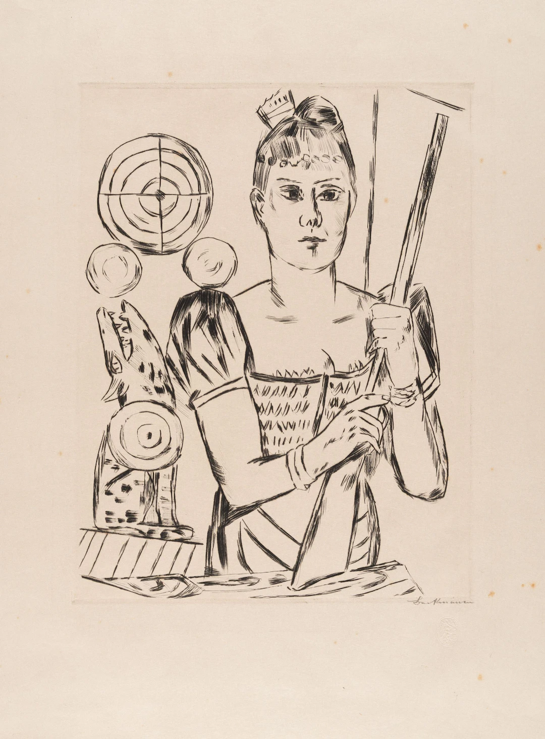2 Bll.: Schießbude – Bildnis Frau H. M. (Naila) Max Beckmann