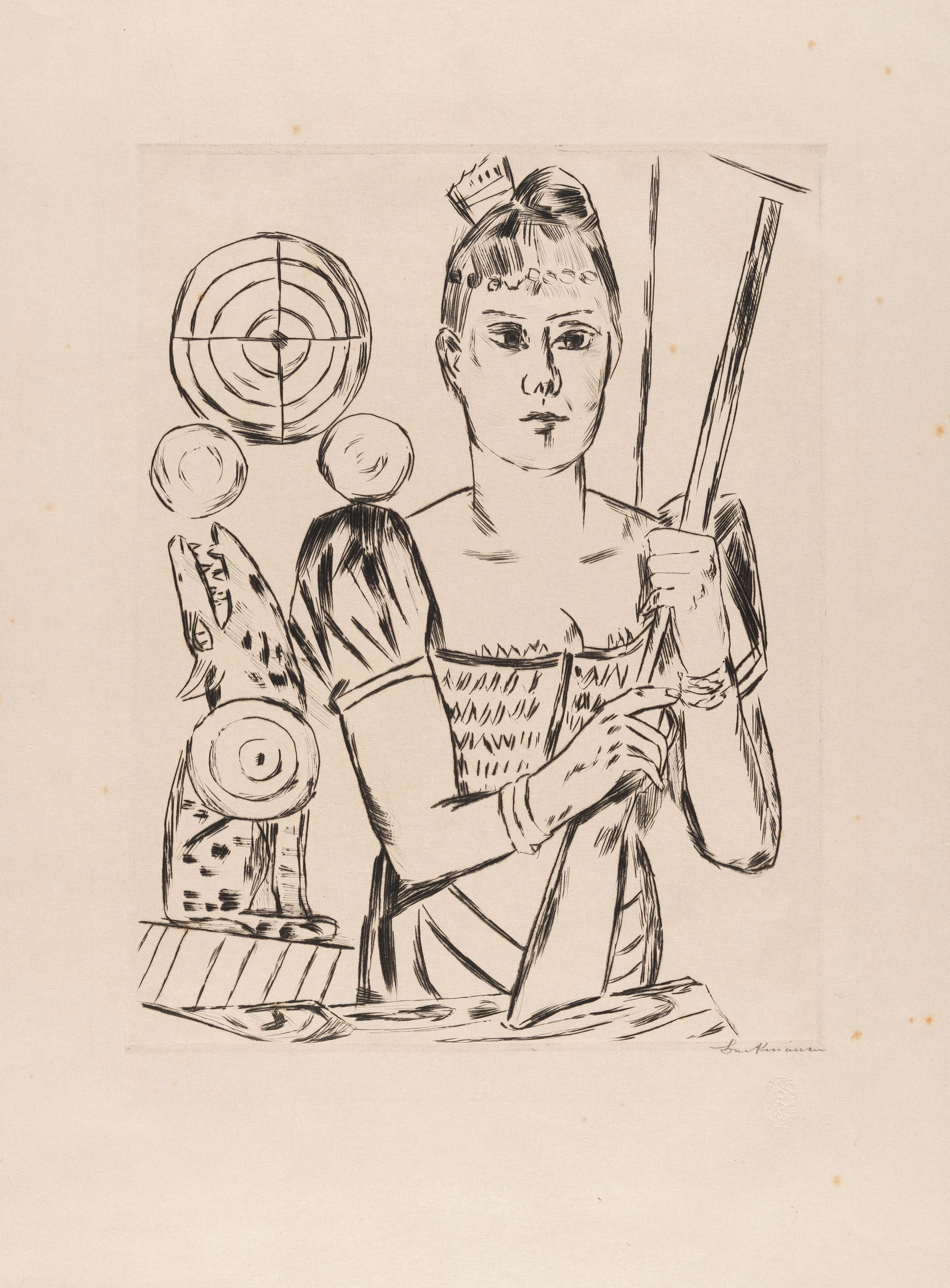 2 Bll.: Schießbude – Bildnis Frau H. M. (Naila) Max Beckmann