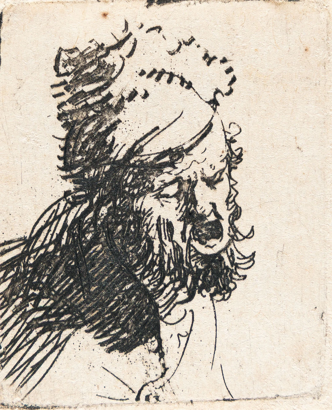 Head of a Man in a Fur Cap, Crying Out Rembrandt Harmensz. van Rijn