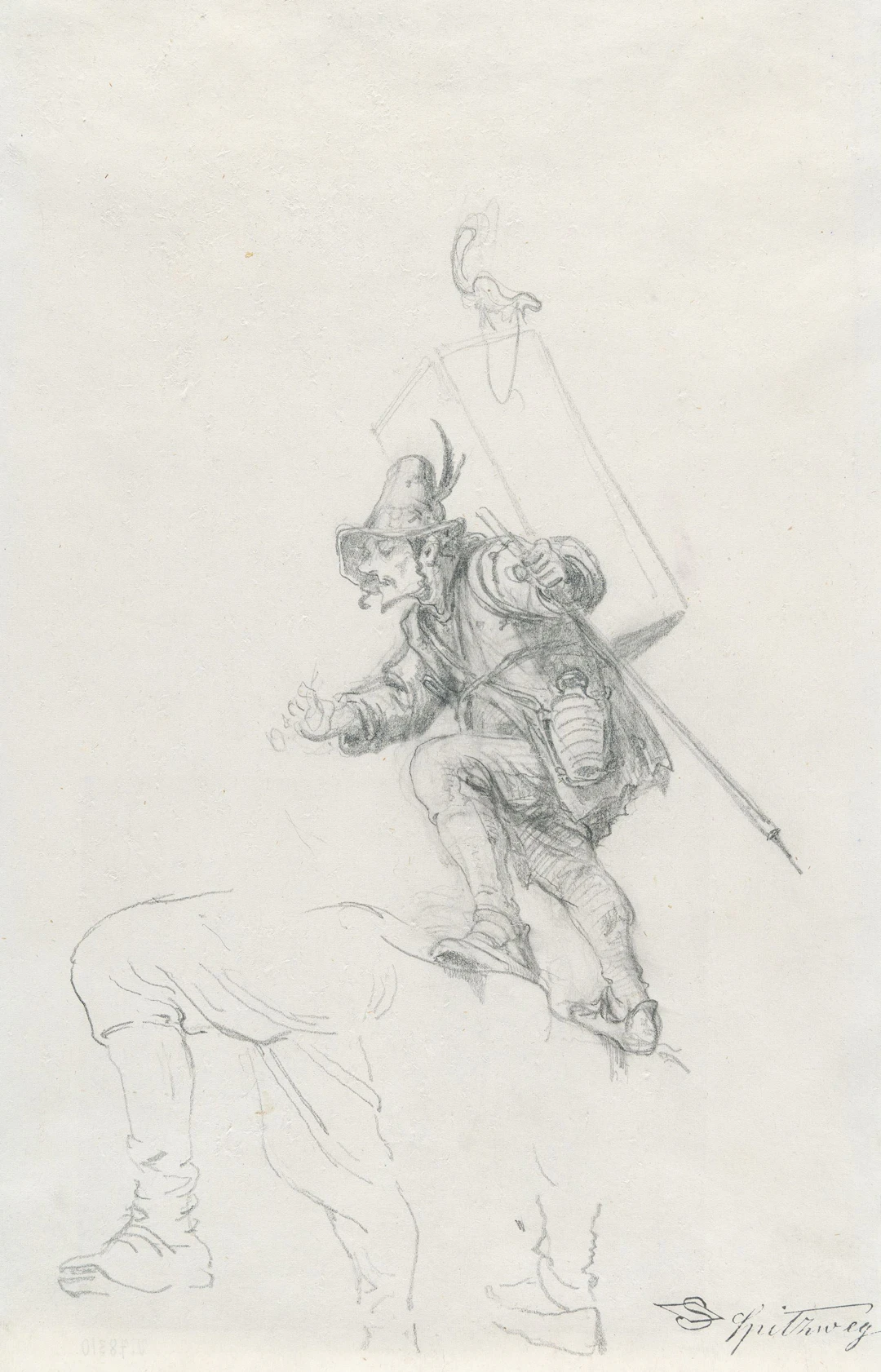 The porter carrying a rucksack across the gorge Carl Spitzweg