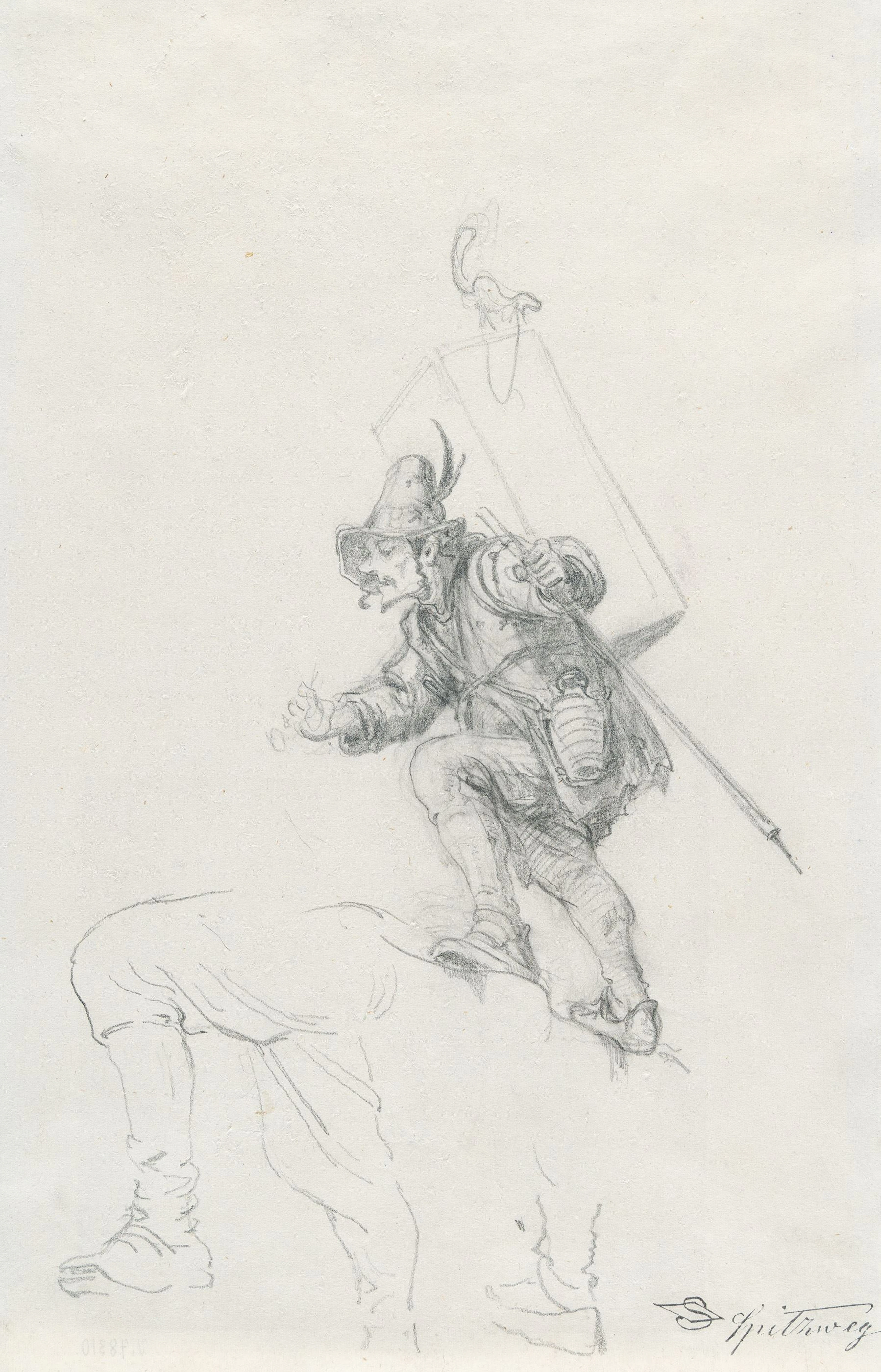 The porter carrying a rucksack across the gorge Carl Spitzweg
