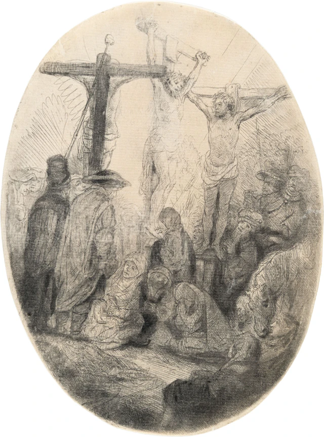 Christ Crucified Between the Two Thieves: An Oval Plate Rembrandt