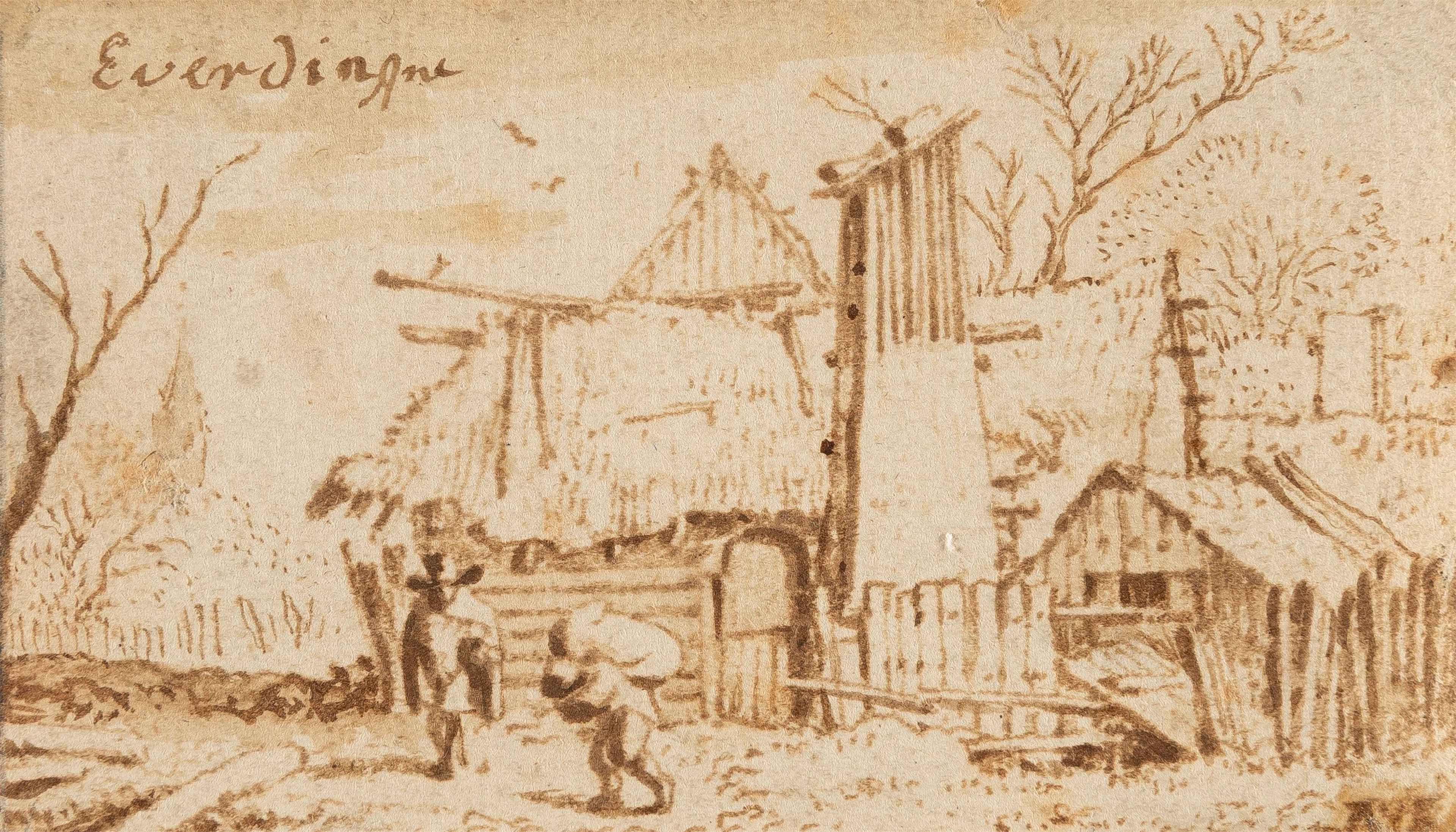 Village street with peasant staffage Allaert van Everdingen
