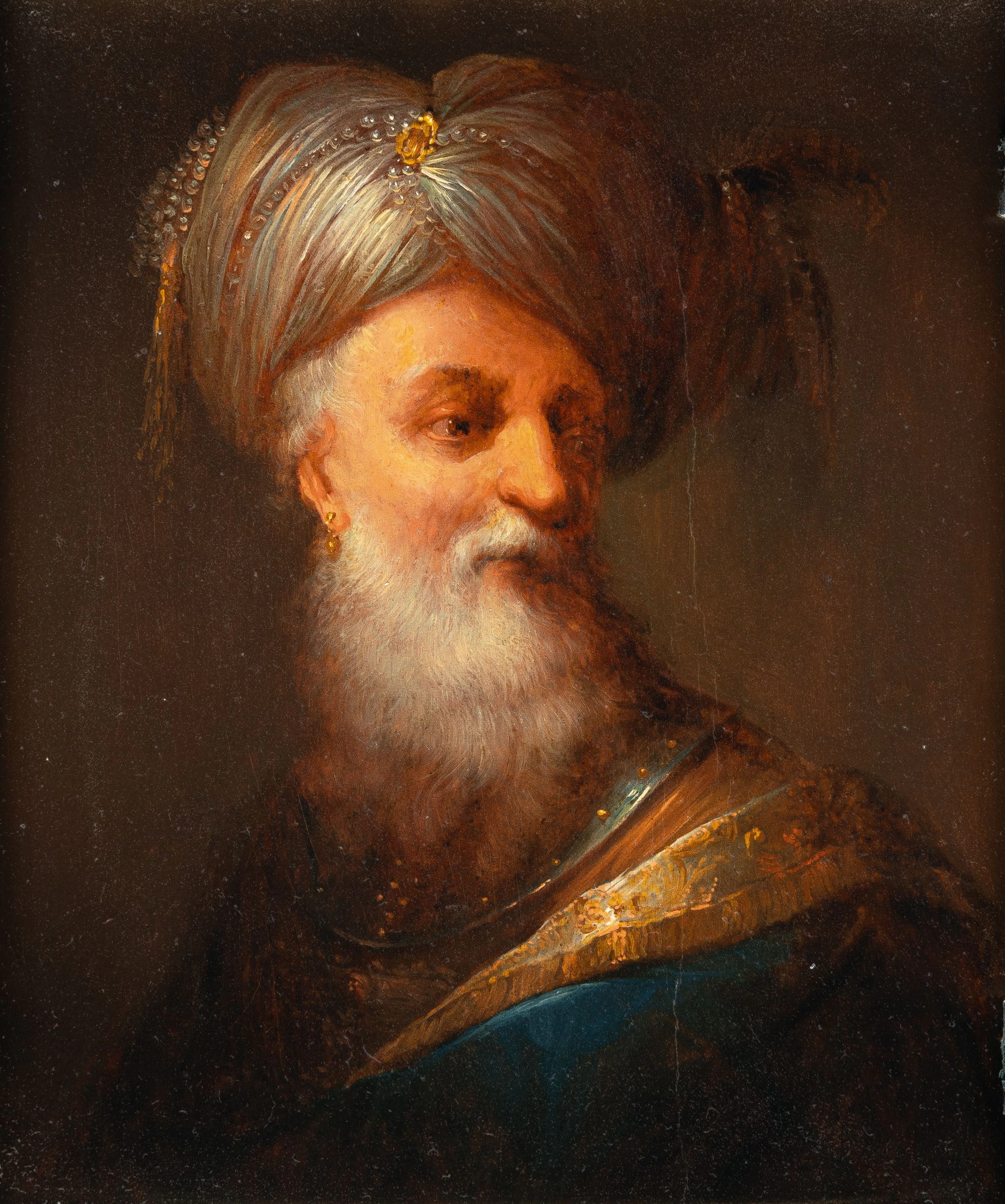 Portrait of an Oriental Man Wearing a Turban Christian Wilhelm Ernst
