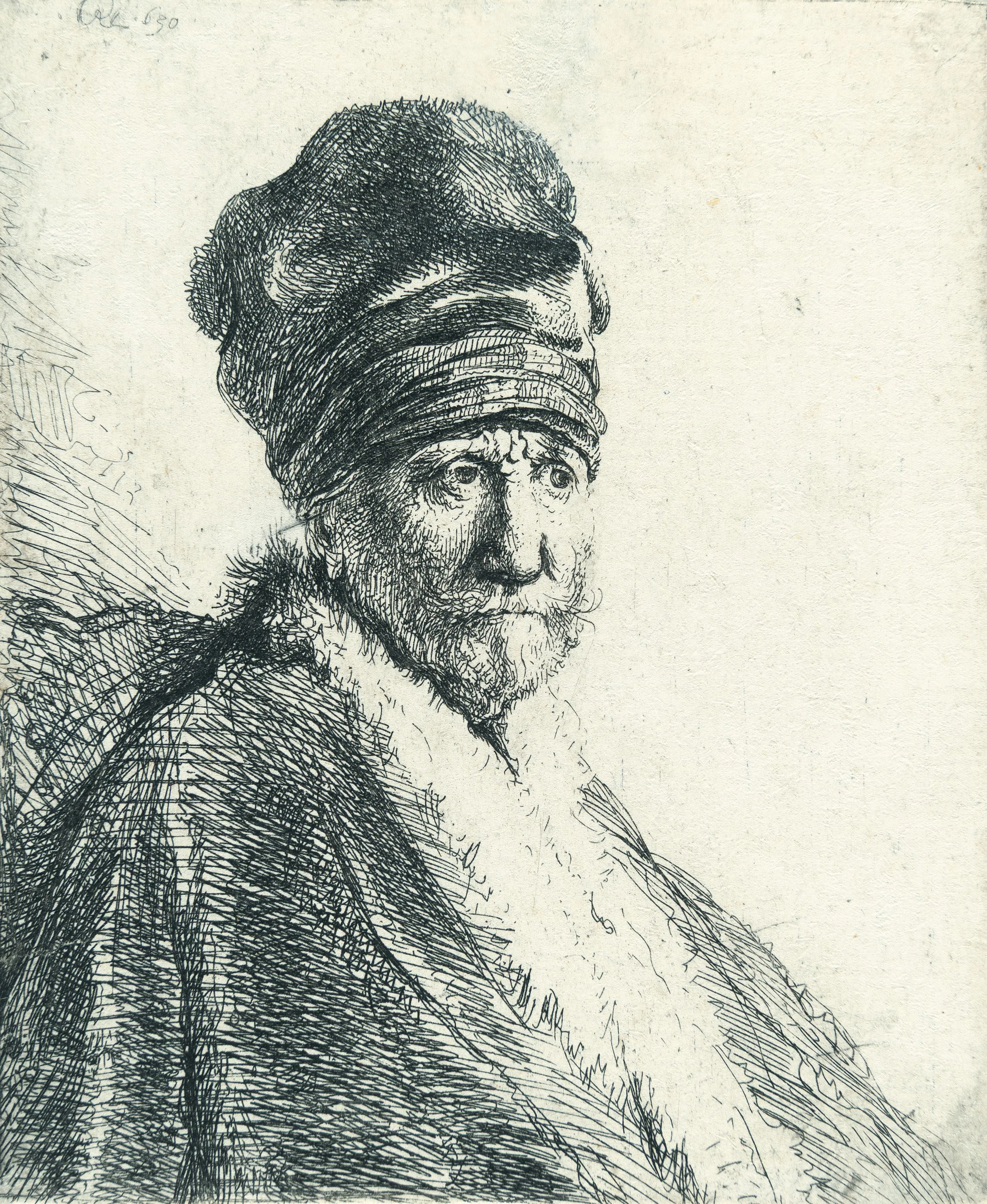 Bust of a Man Wearing a High Cap, Three-Quarters Right: The Artist's