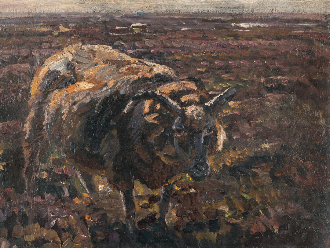 Sheep in the heathland Heinrich von Zügel