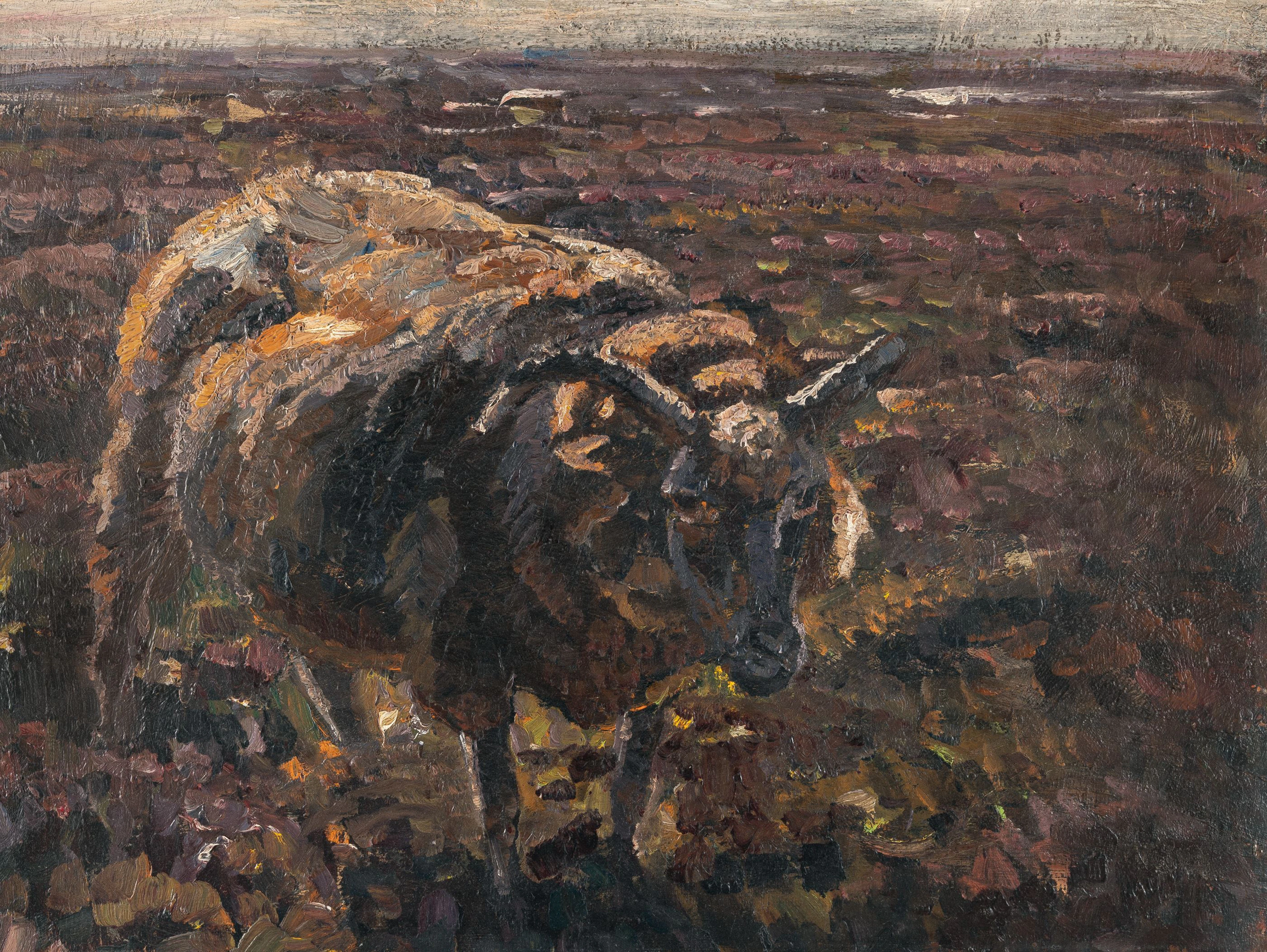 Sheep in the heathland Heinrich von Zügel
