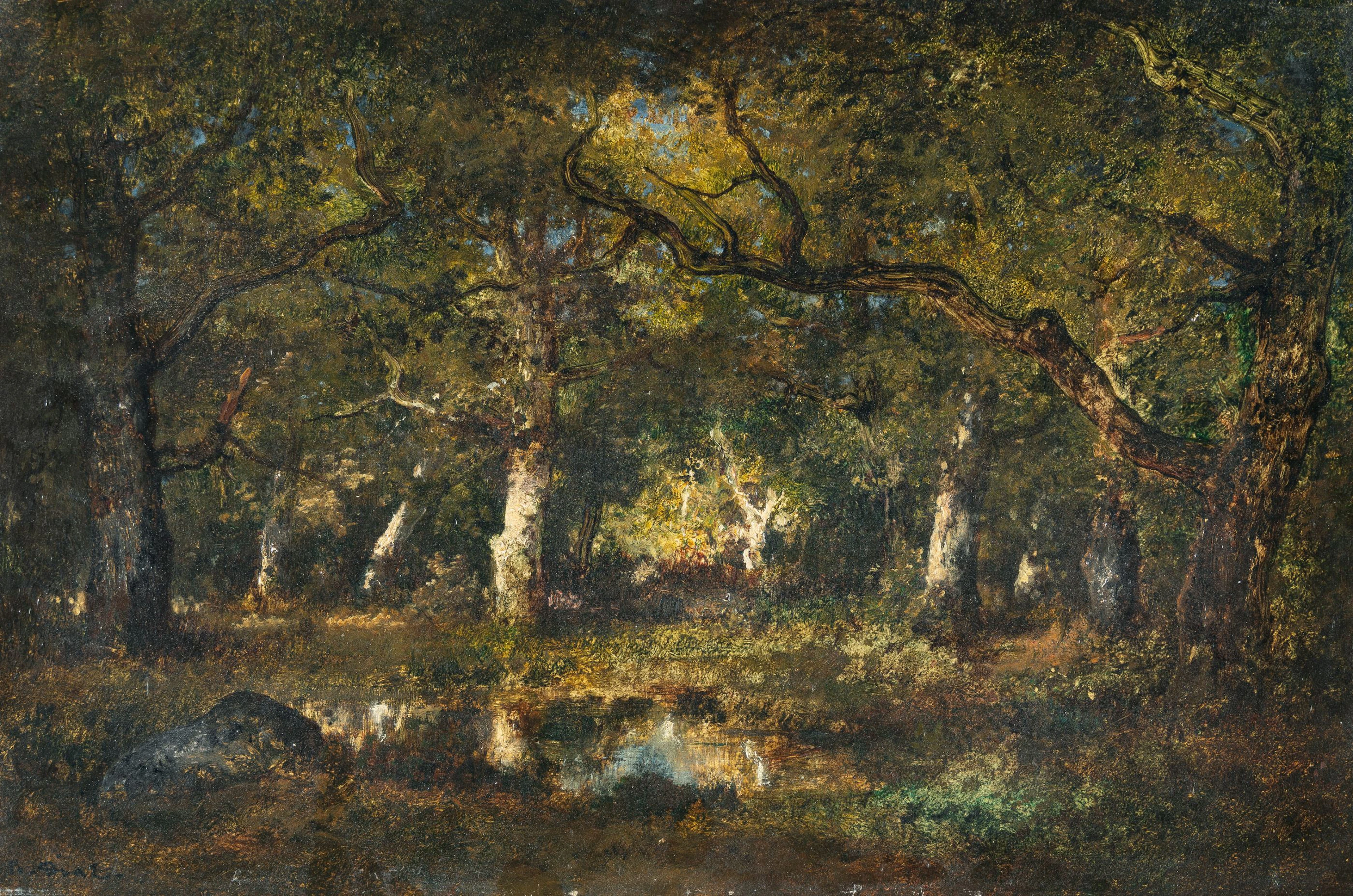 Woodland and Pond Narcisse Diaz de La Peña