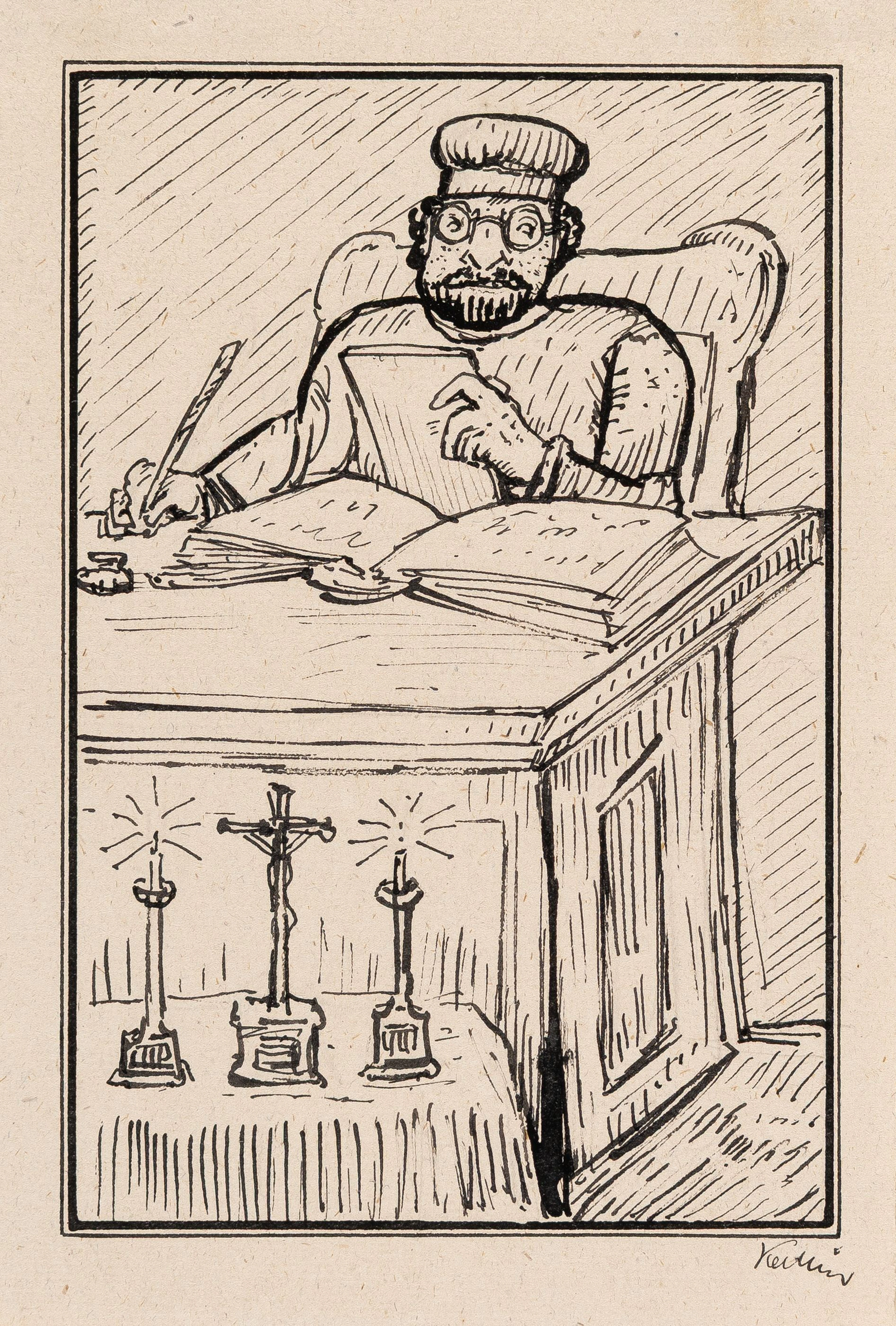 Gelehrter im Studierzimmer Alfred Kubin