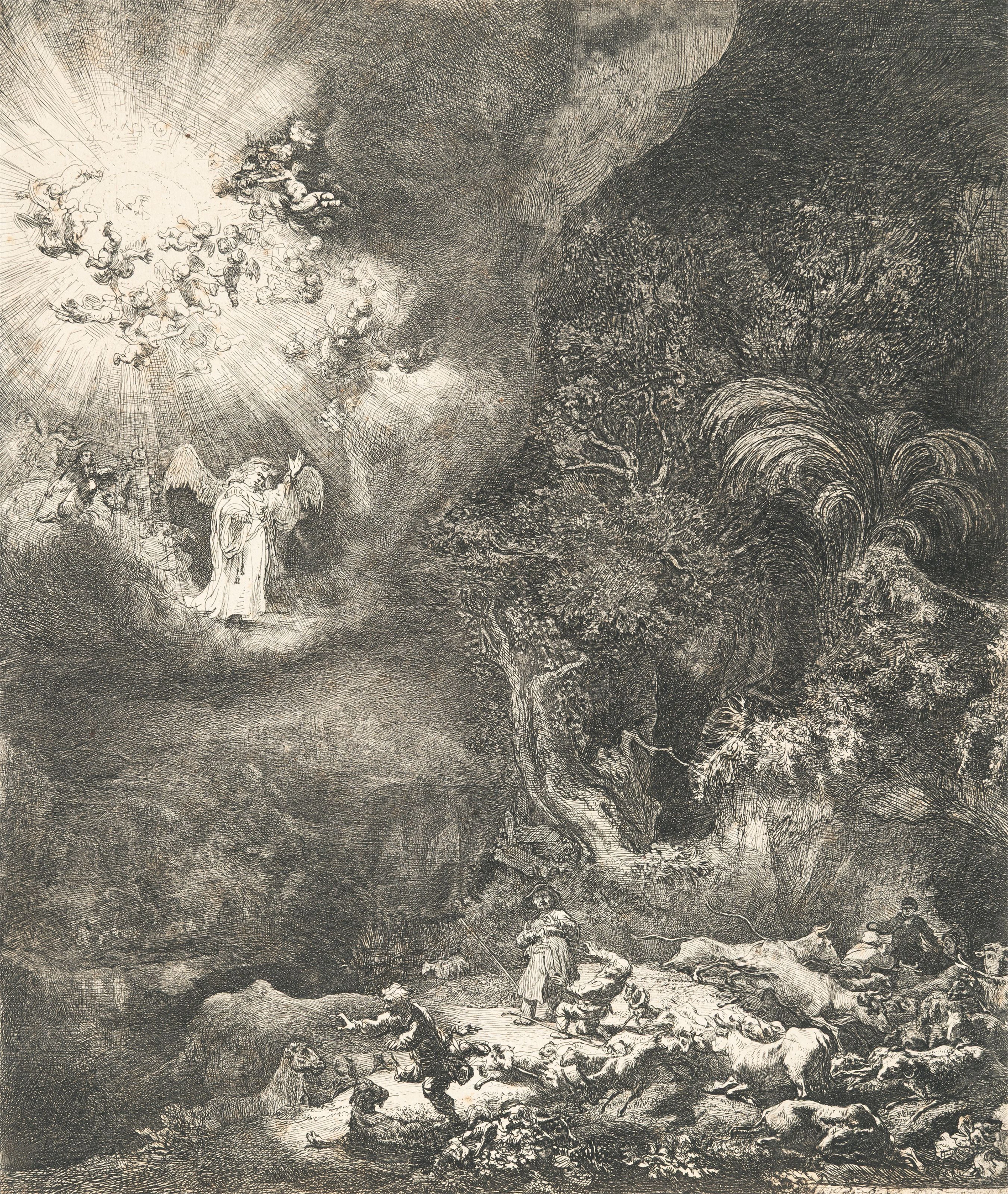 The Angel Appearing to the Shepherds Rembrandt Harmensz. van Rijn