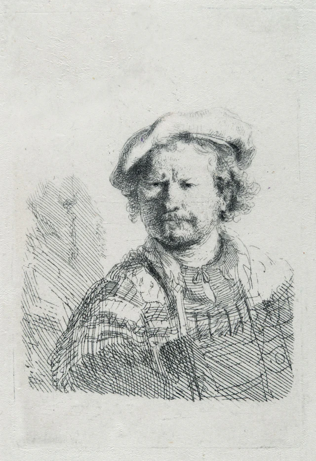 Self-Portrait in a Flat Cap and Embroidered Dress Rembrandt Harmensz. van Rijn