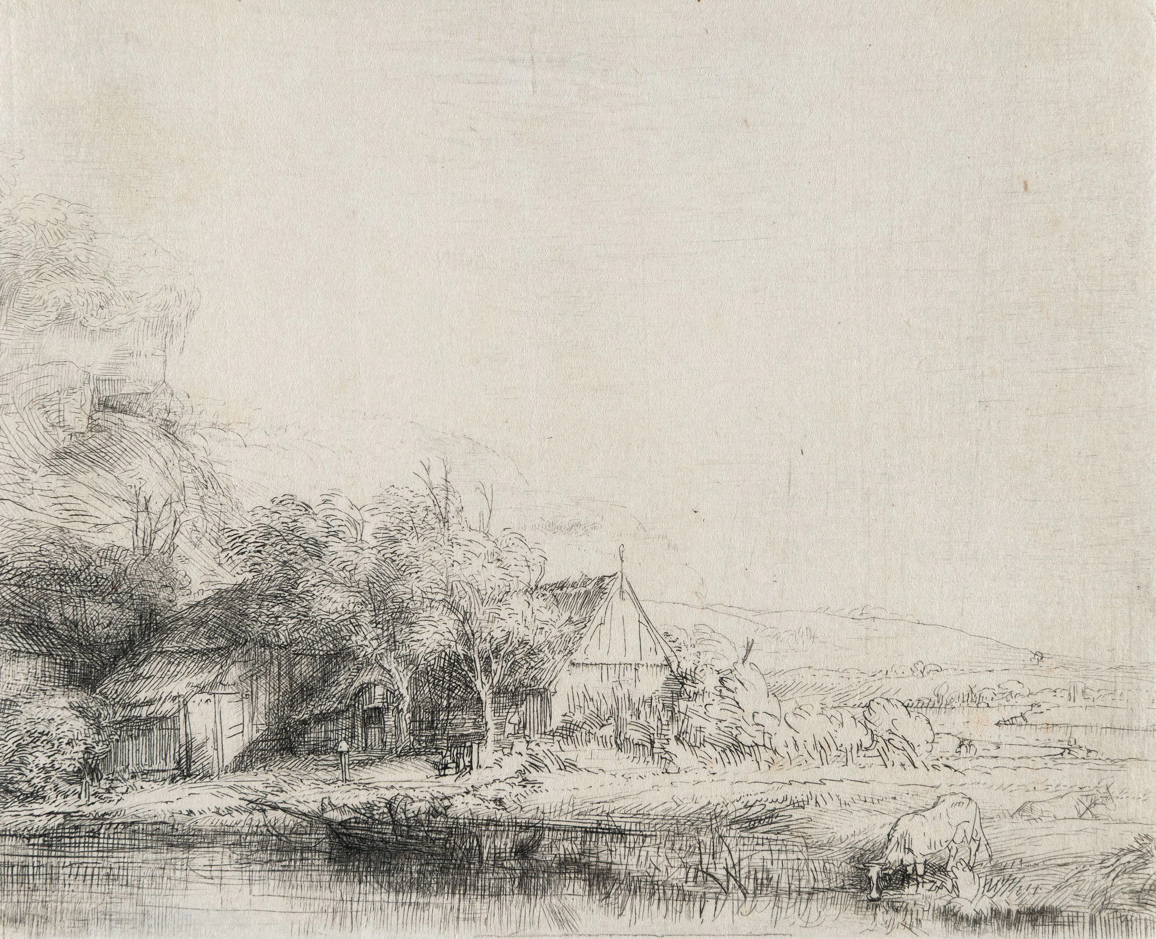 Landscape with a Cow Drinking Rembrandt Harmensz. van Rijn
