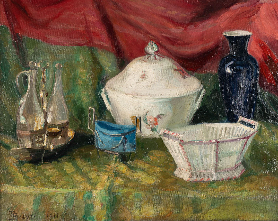 "Stillleben auf grüner Decke" (Still life on a green cloth) Robert Breyer