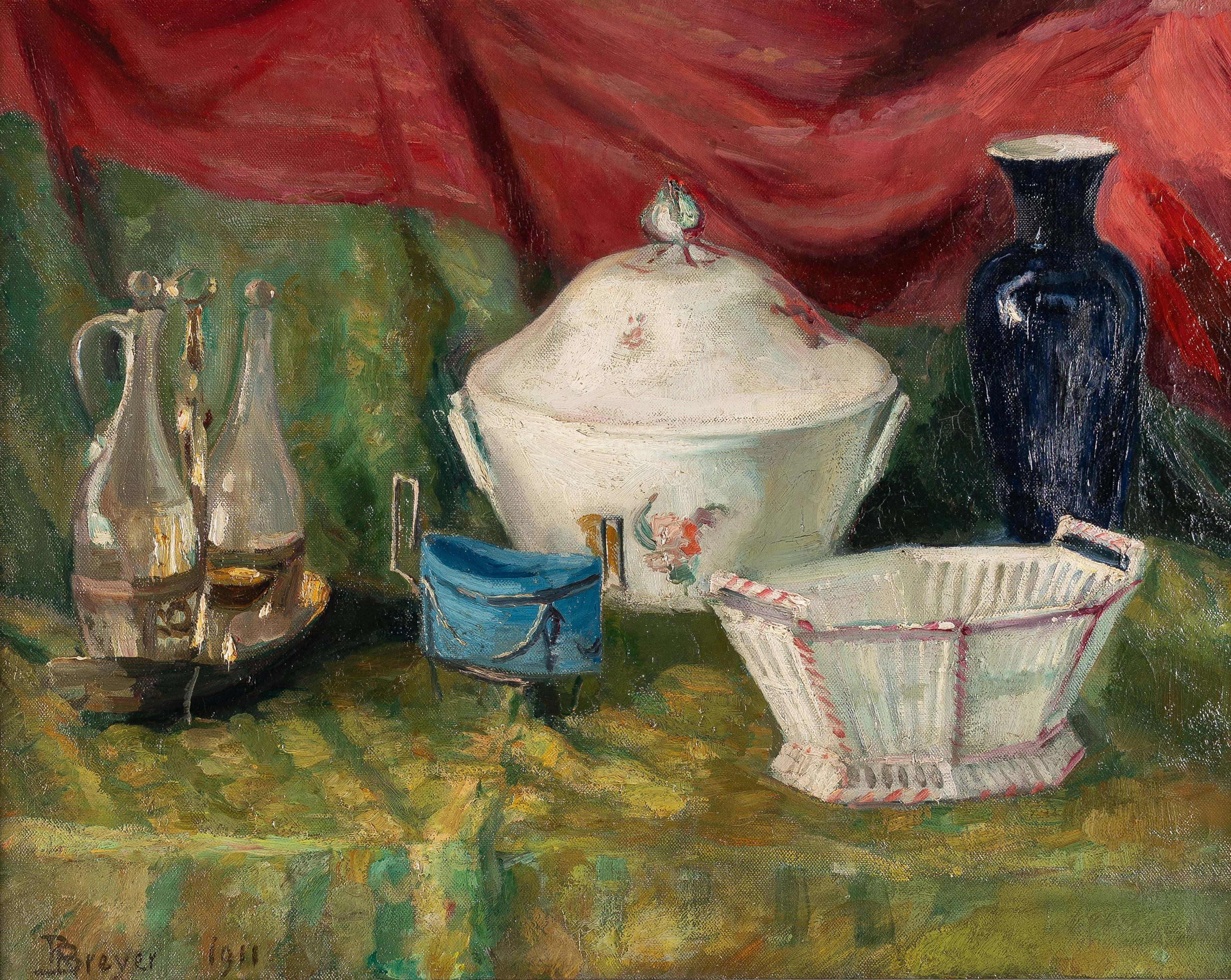 "Stillleben auf grüner Decke" (Still life on a green cloth) Robert Breyer