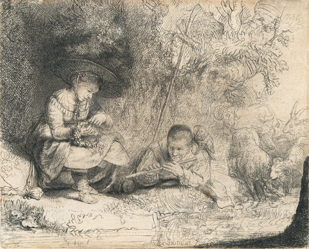 The Flute Player ('Het Uilespiegeltje') Rembrandt Harmensz. van Rijn