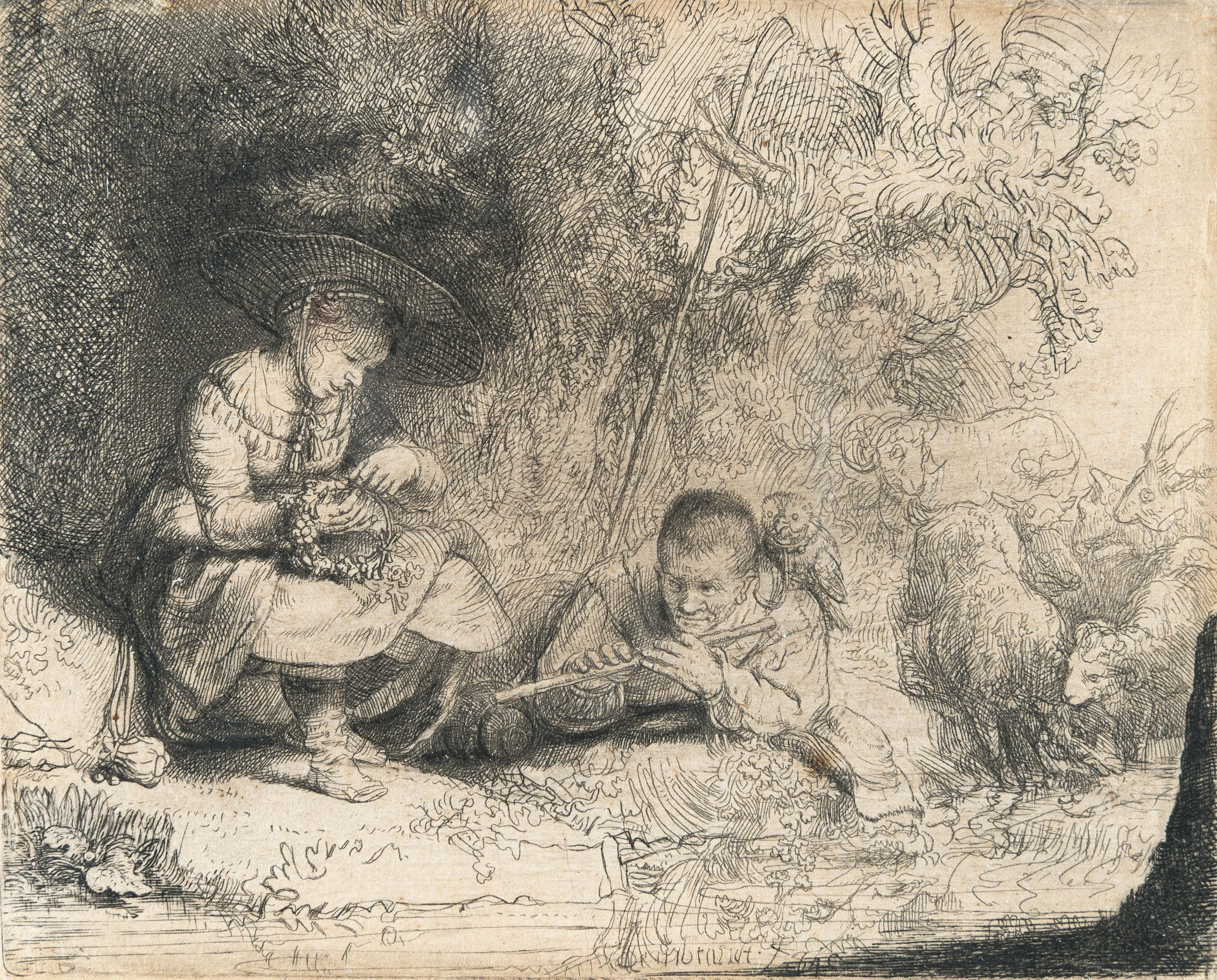 The Flute Player ('Het Uilespiegeltje') Rembrandt Harmensz. van Rijn