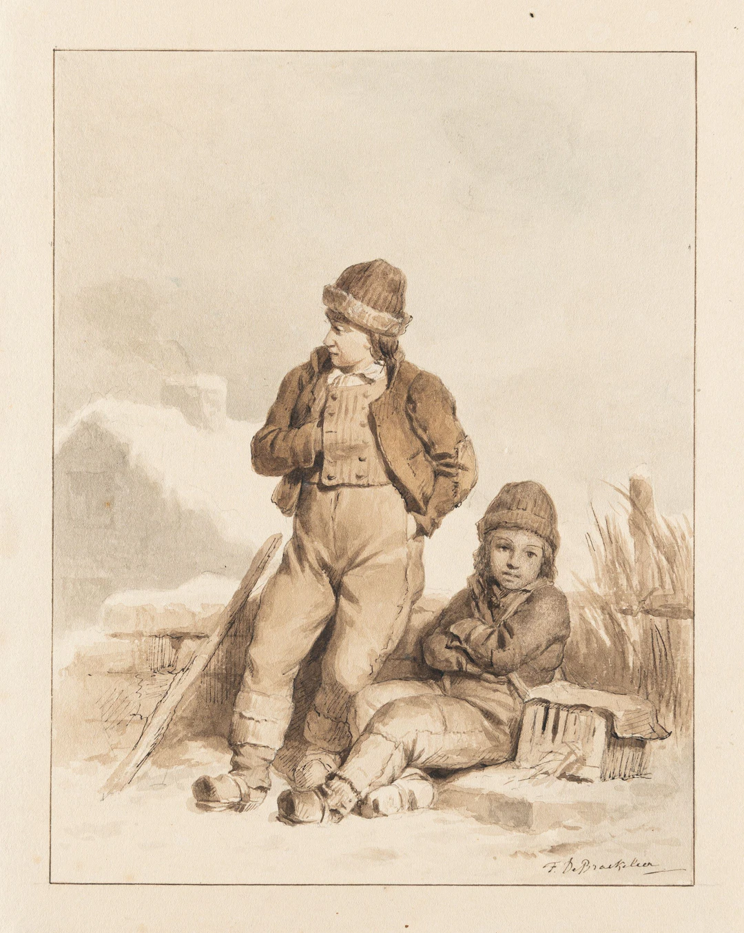 Two Boys in Winter Ferdinand de Braekeleer
