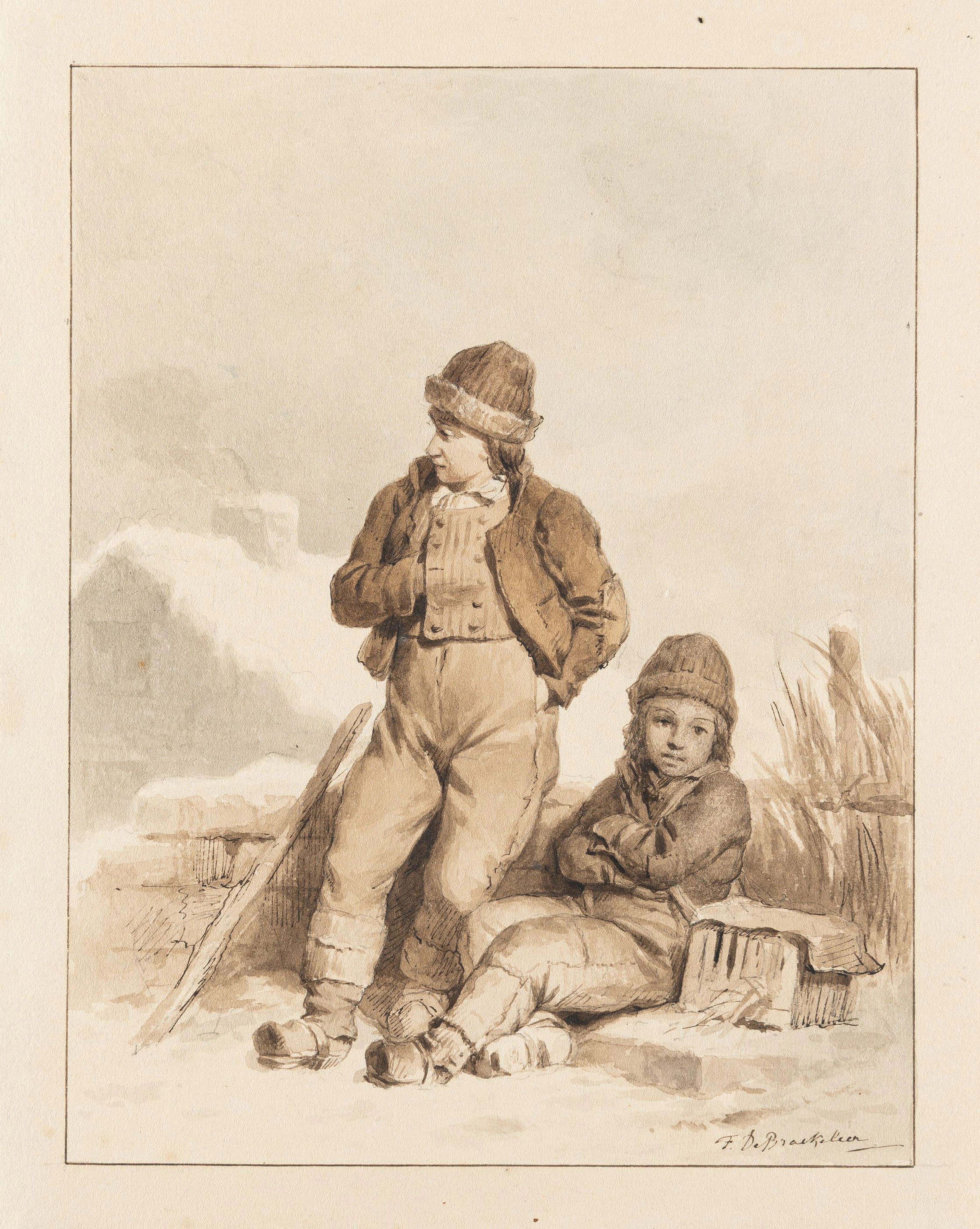 Two Boys in Winter Ferdinand de Braekeleer