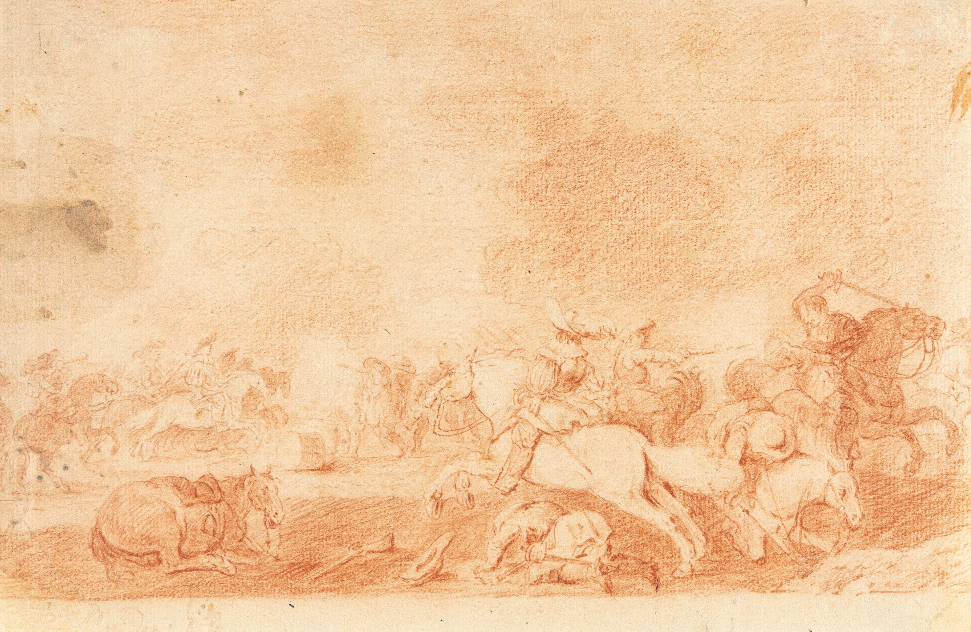 2 sheets: Battle scene and study of a horseman Georg Philipp Rugendas