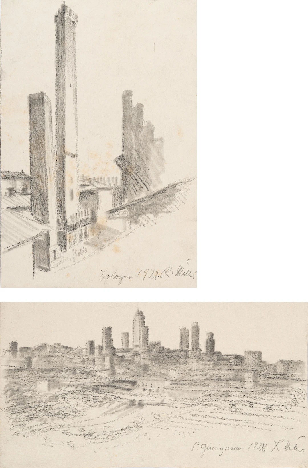 2 Bll.: Stadtansichten ("Bologna" und "S. Gimignano") Richard Müller