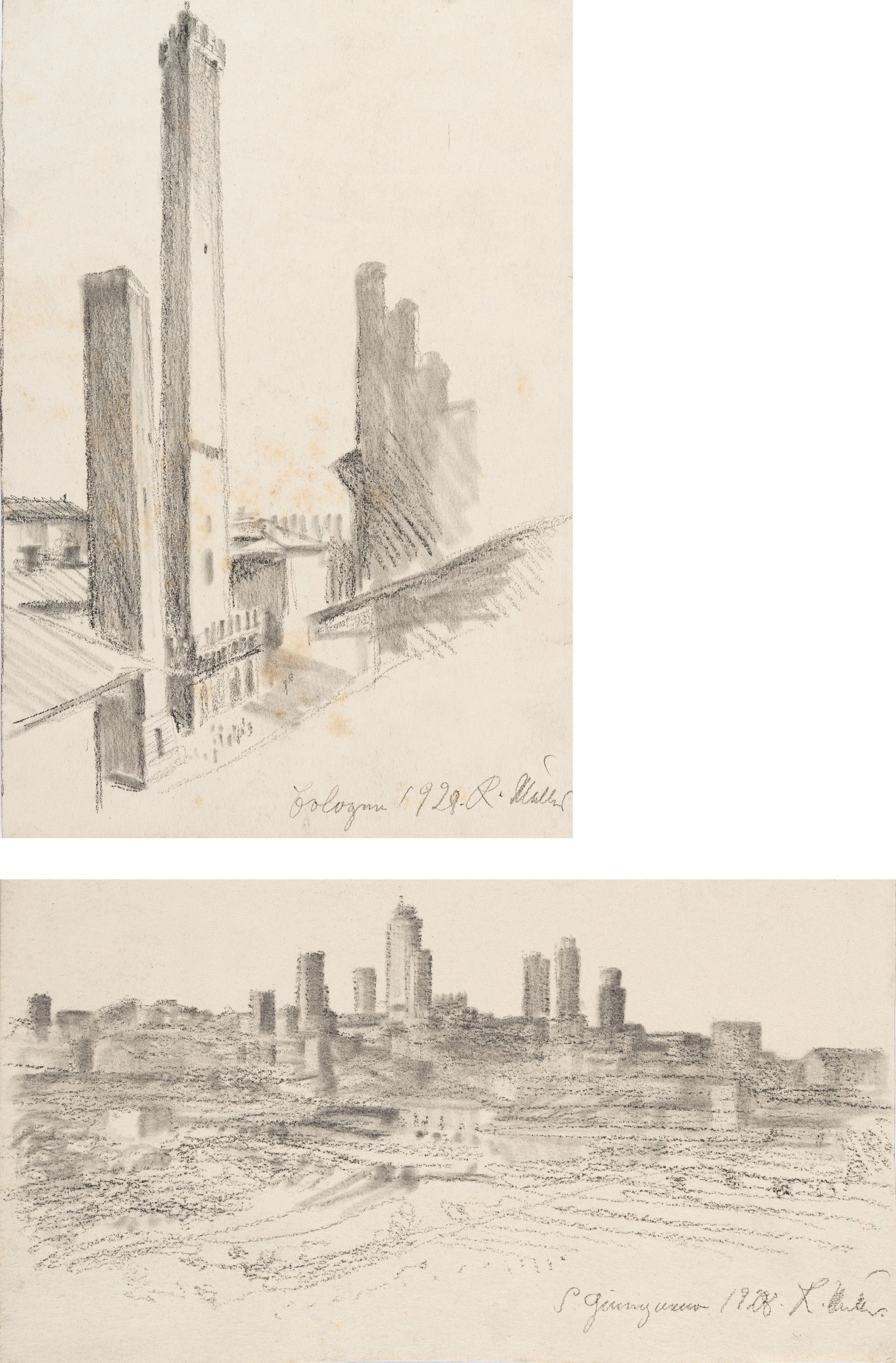 2 Bll.: Stadtansichten ("Bologna" und "S. Gimignano") Richard Müller