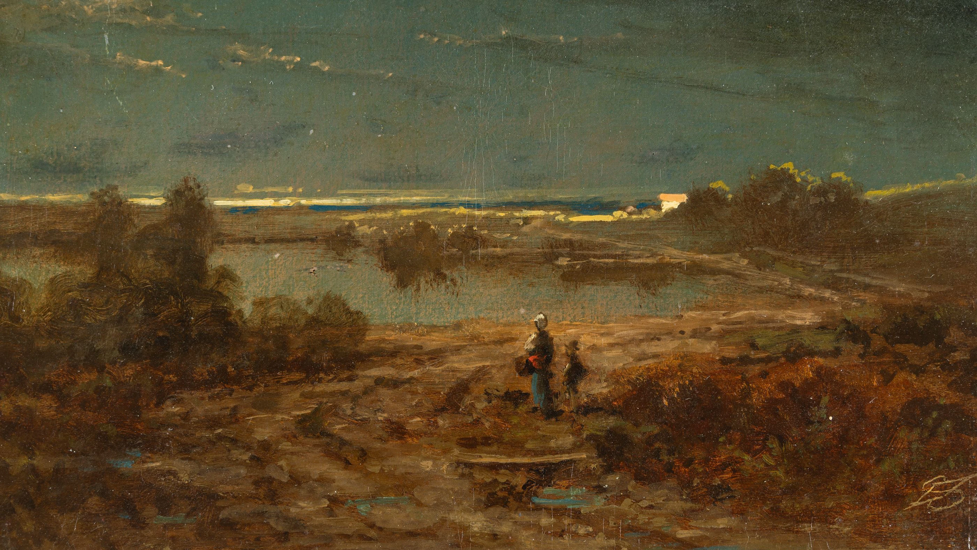 Twilight (Flat Landscape with Two Figures) Carl Spitzweg