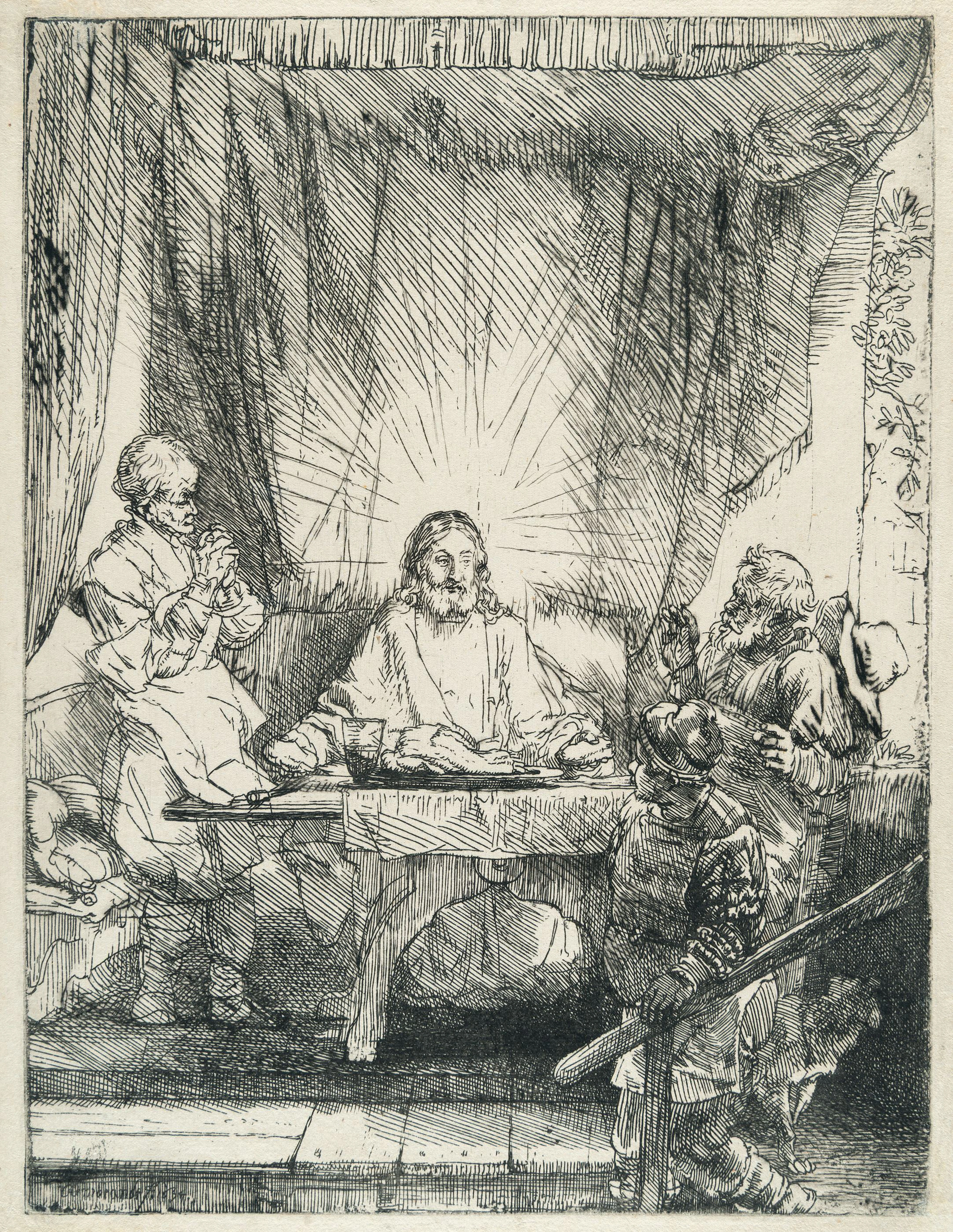 Christ at Emmaus: The Larger Plate Rembrandt Harmensz. van Rijn