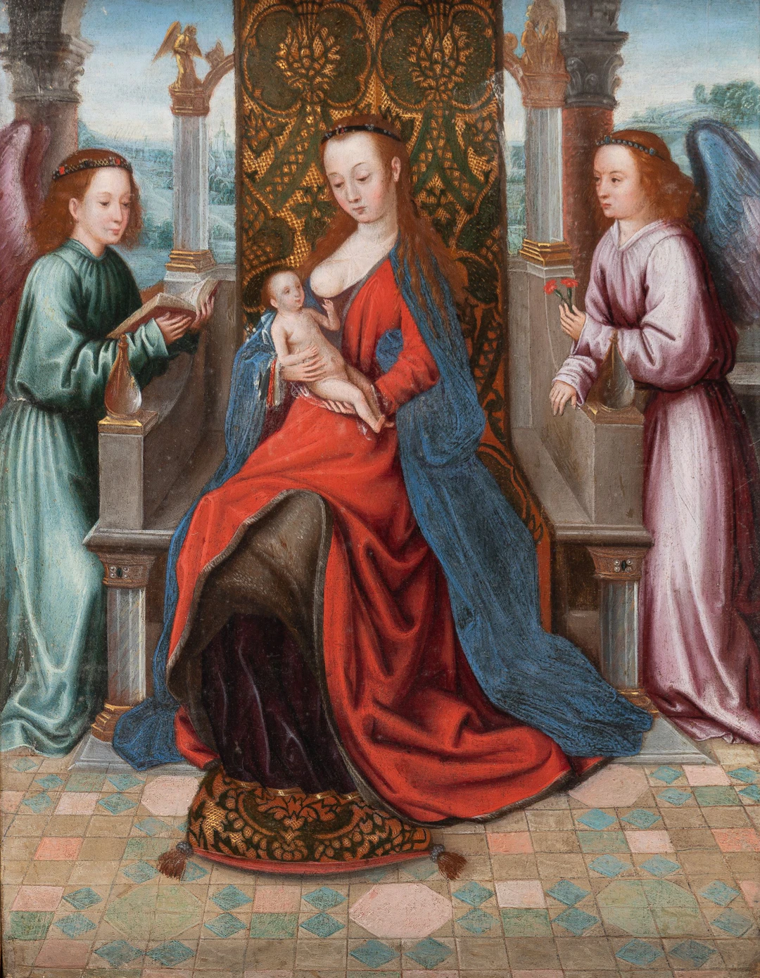 Madonna Enthroned with Child and Angels Flandern