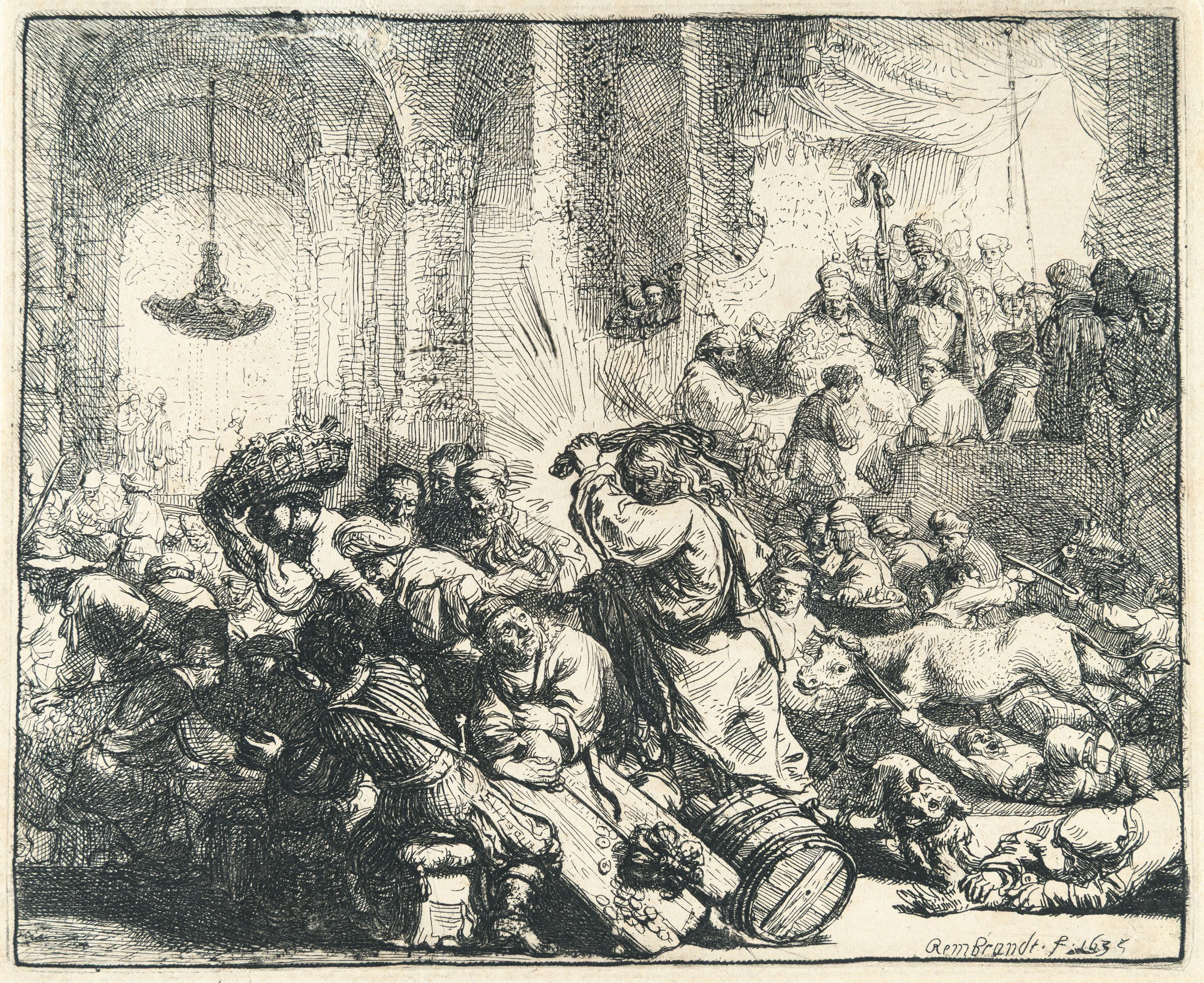 Christ Driving the Money Changers from the Temple Rembrandt Harmensz. van Rijn