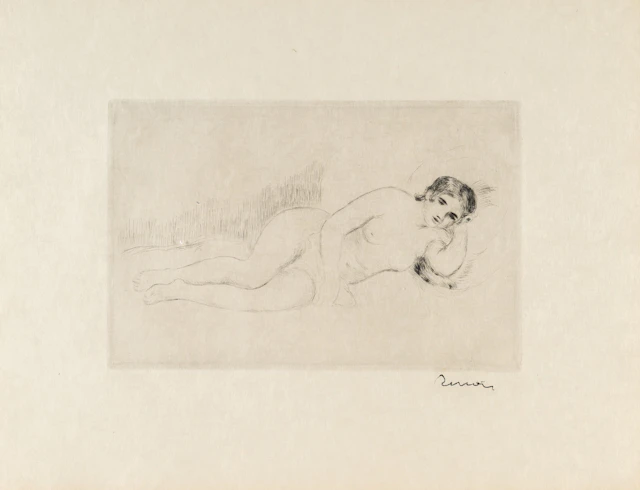 Femme nue couchée (tournée à droite), 1re planche Pierre-Auguste Renoir
