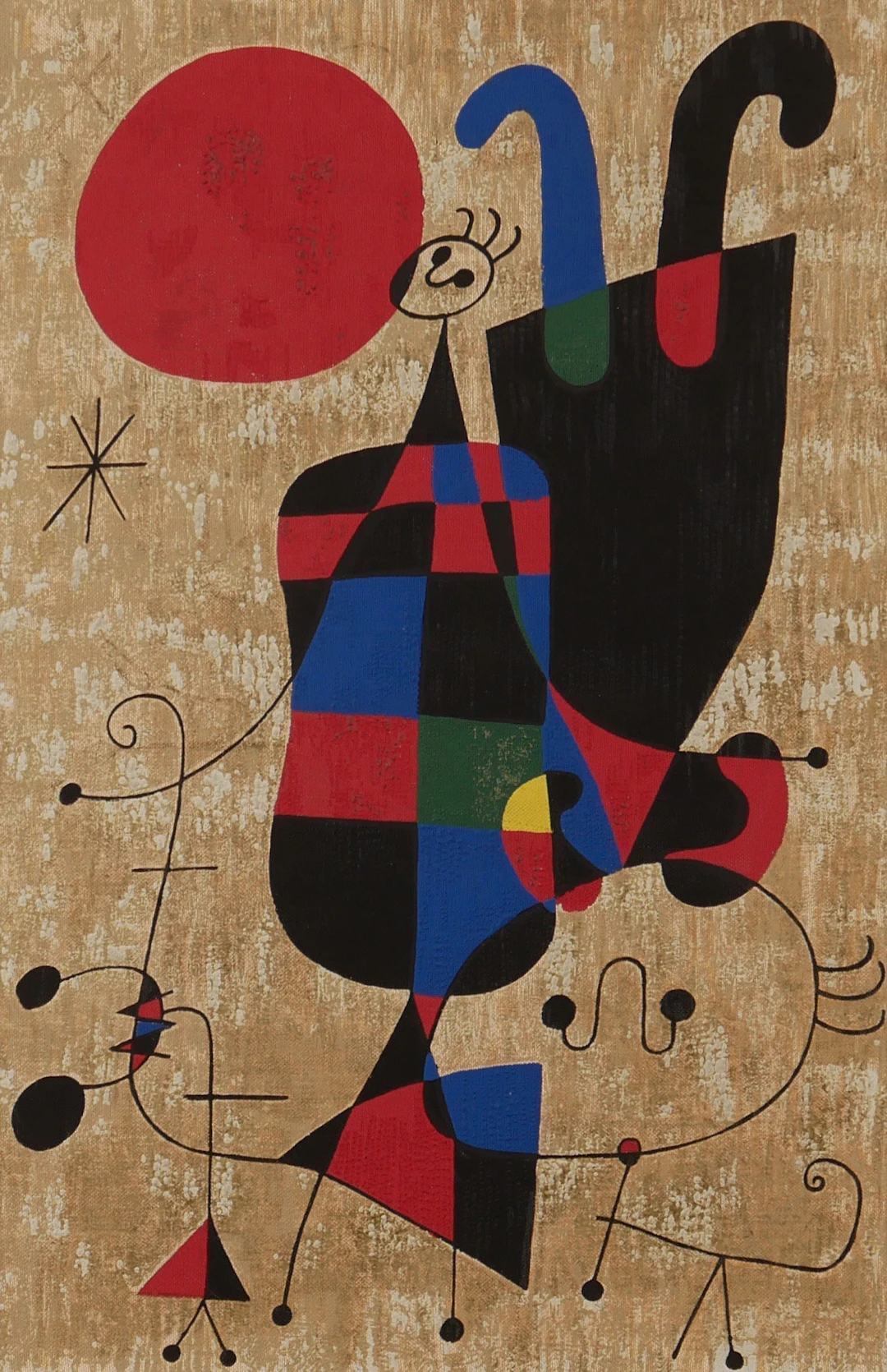 JOAN MIRÓ. EFTER. "Personages et chien devant le soleil. 1949", tryck